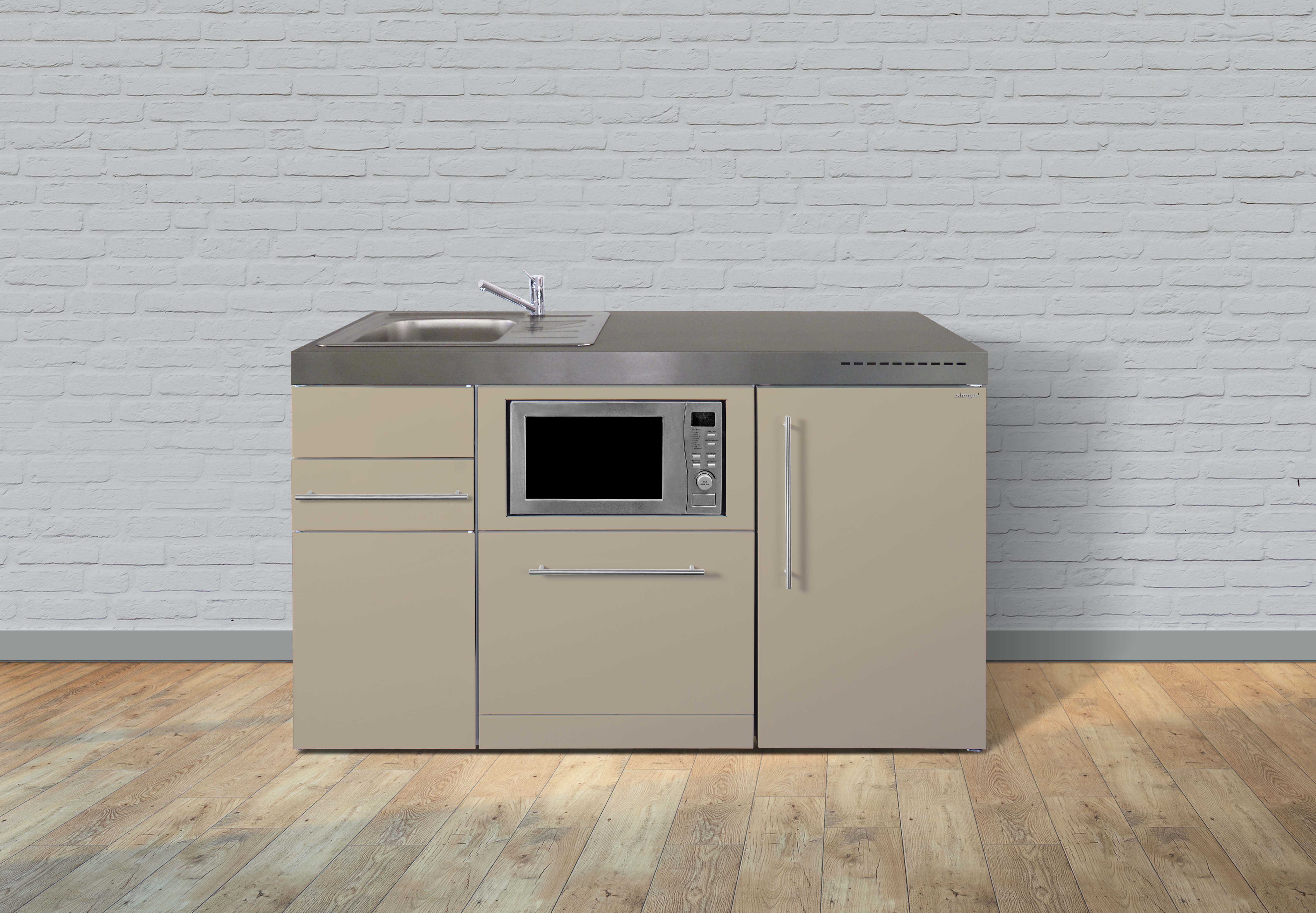 Küche Miniküche Küchenzeile Singleküche Metallküche Stengel 100 cm sand beige 
