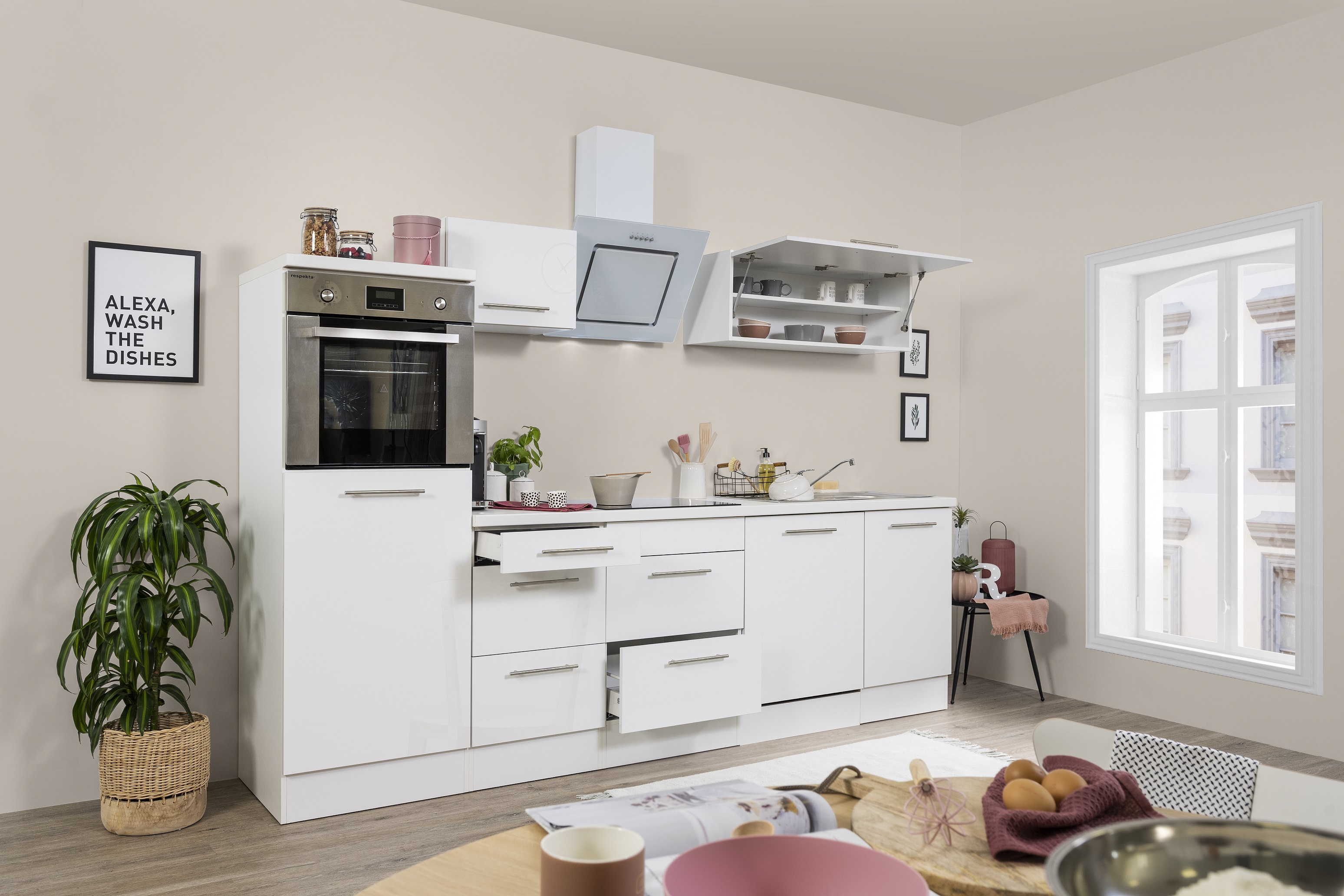 respekta blocco cucina cucina completo 280cm bianco lucido