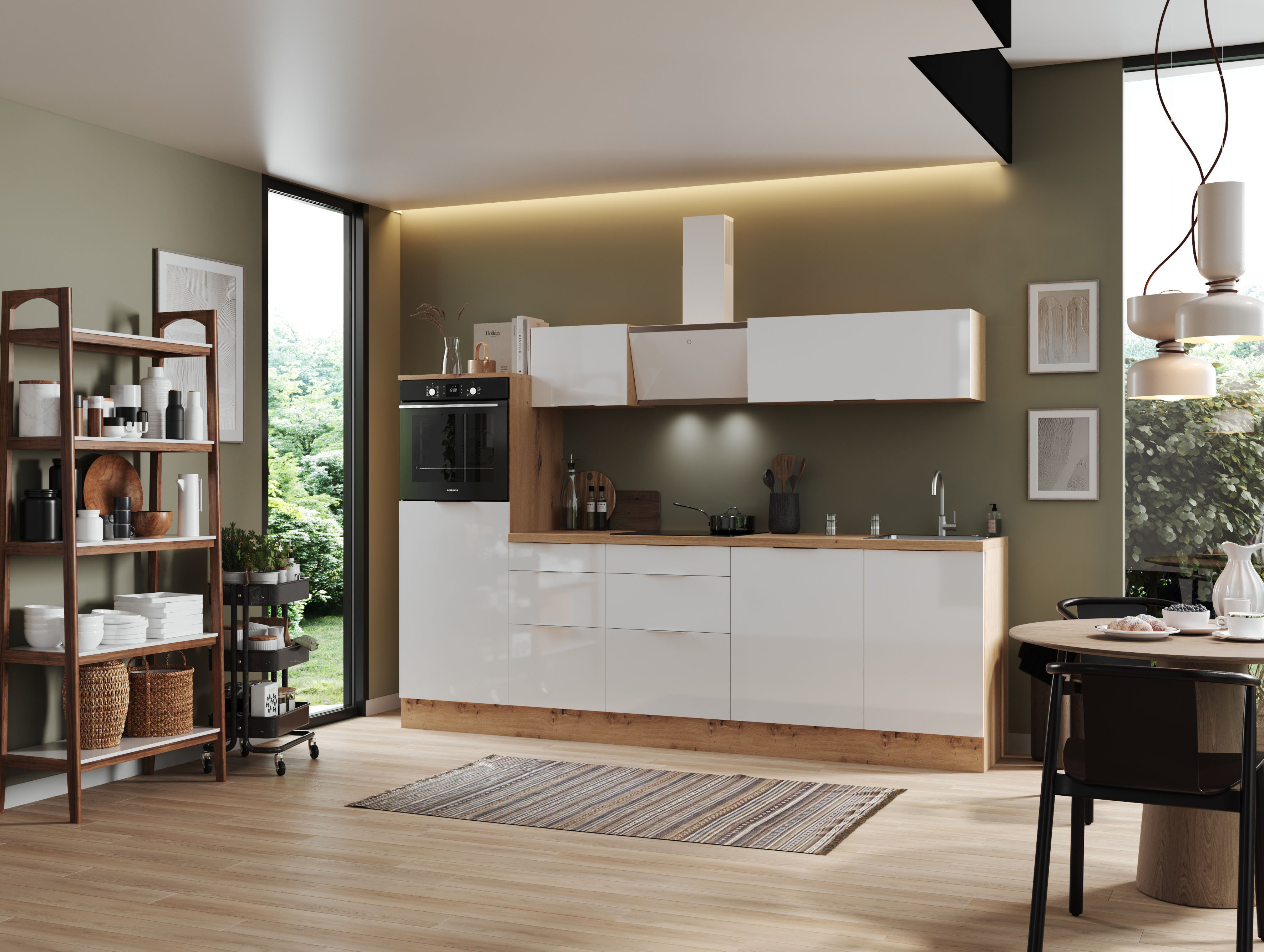 Respekta Selection vormontierte Küche 280 cm incl. Geräte Artisan Weiß Küchenzeile
