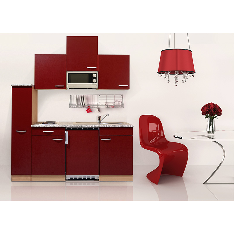 respekta Küche Küchenzeile Singleküche Küchenblock Miniküche 180 cm Buche rot
