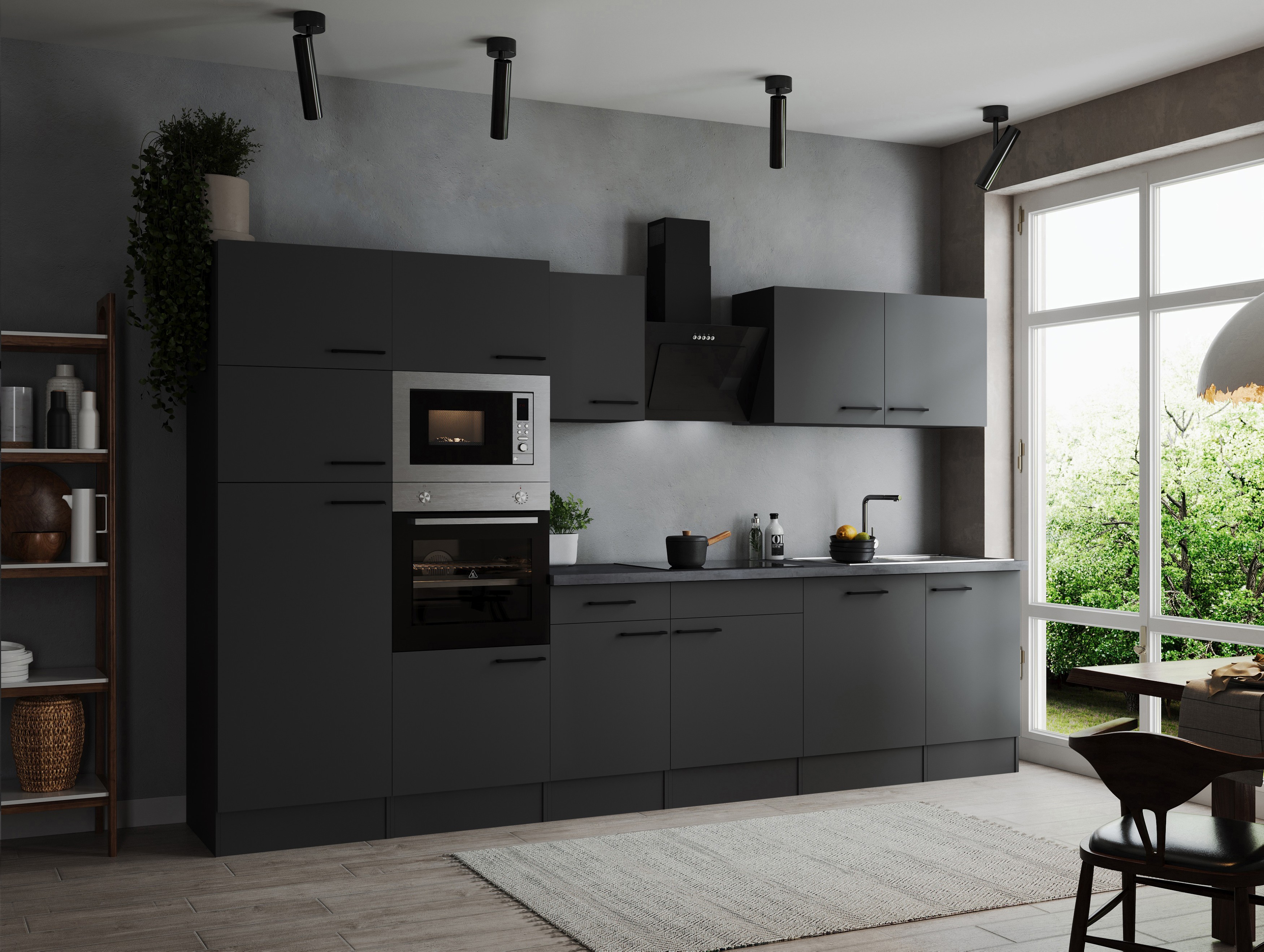 Küche Küchenzeile Küchenblock Grau Matt Oliver 340 cm Respekta