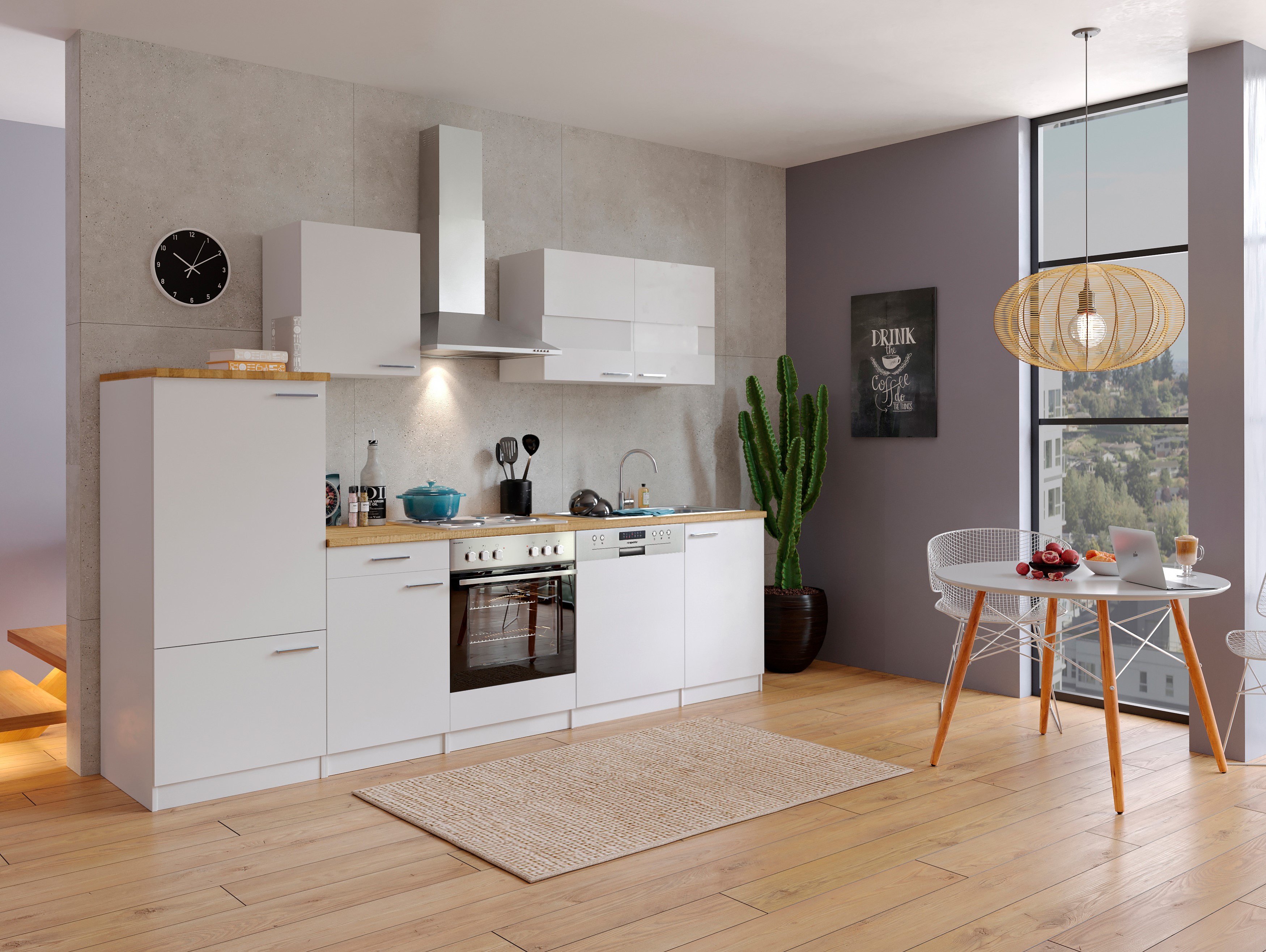 Respekta Kitchen bloc de cuisine bloc de cuisine bloc vide cuisine intégrée 280 cm blanc Respekta Kitchen bloc de cuisine bloc de cuisine bloc vide cuisine intégrée 280 cm blanc