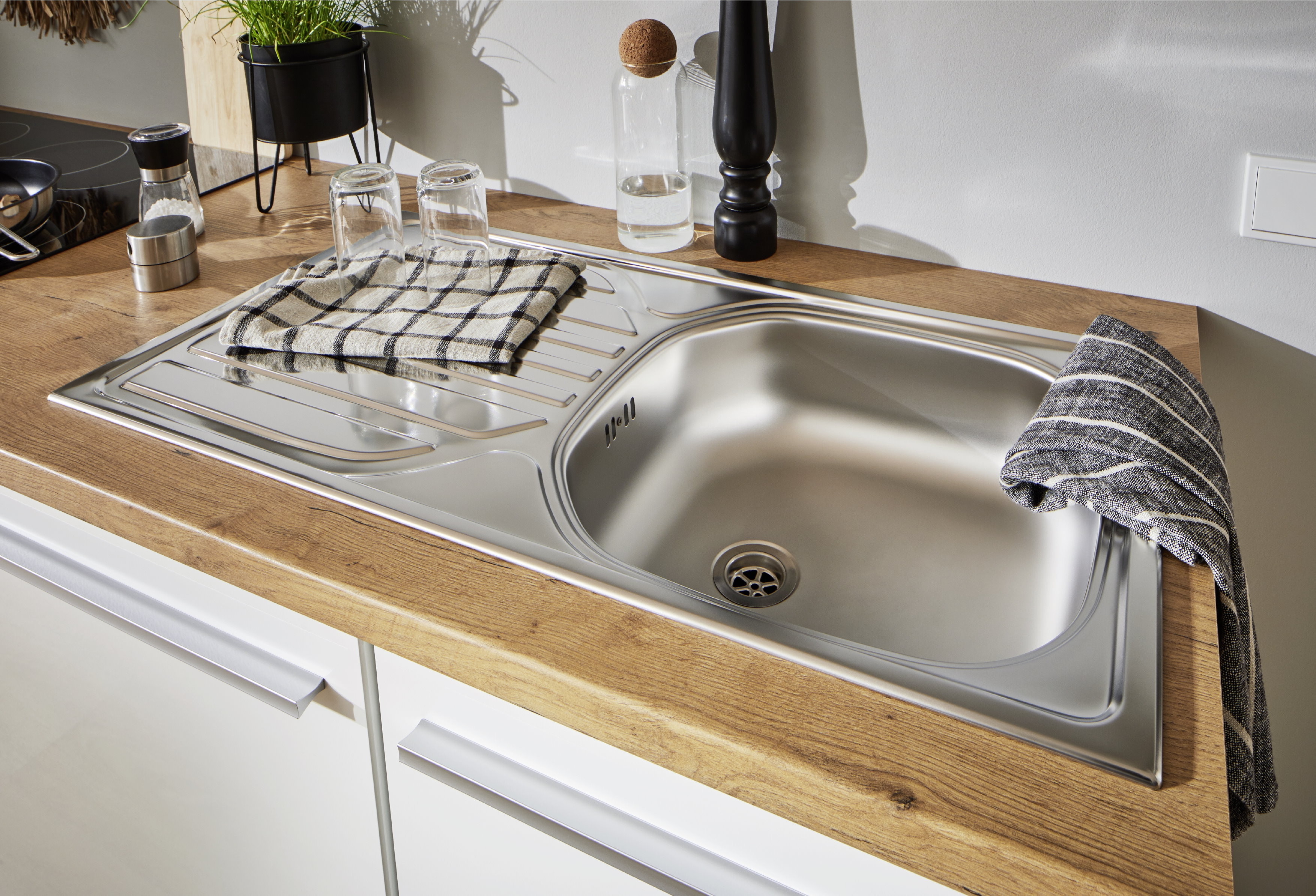 Angle kitchen kitchen unit L-shape kitchen fitted kitchen oak white 310x172 cm respekta