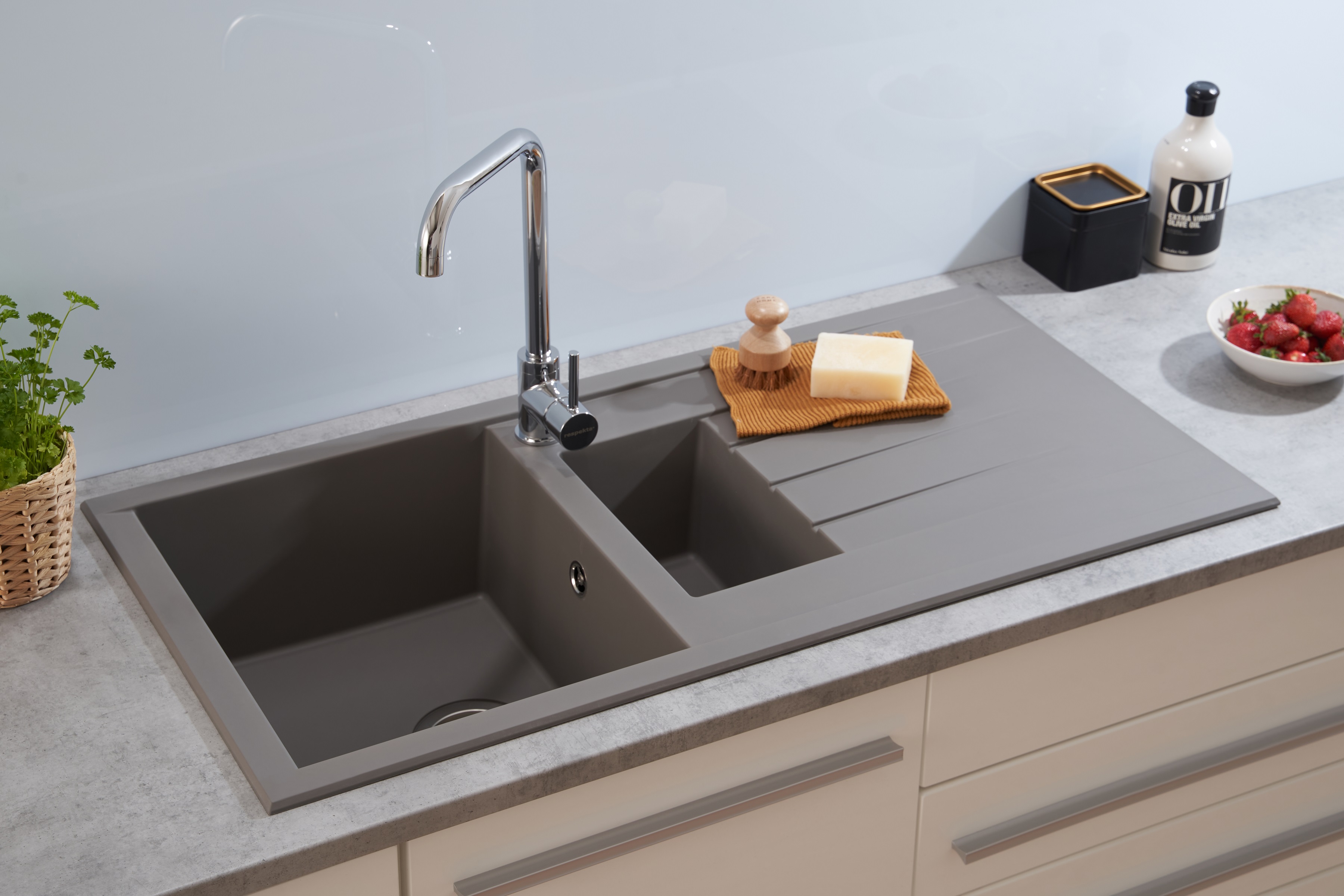 Kitchen Sink Built-In Granite Sink Mineralite 100x50 Beige respekta 