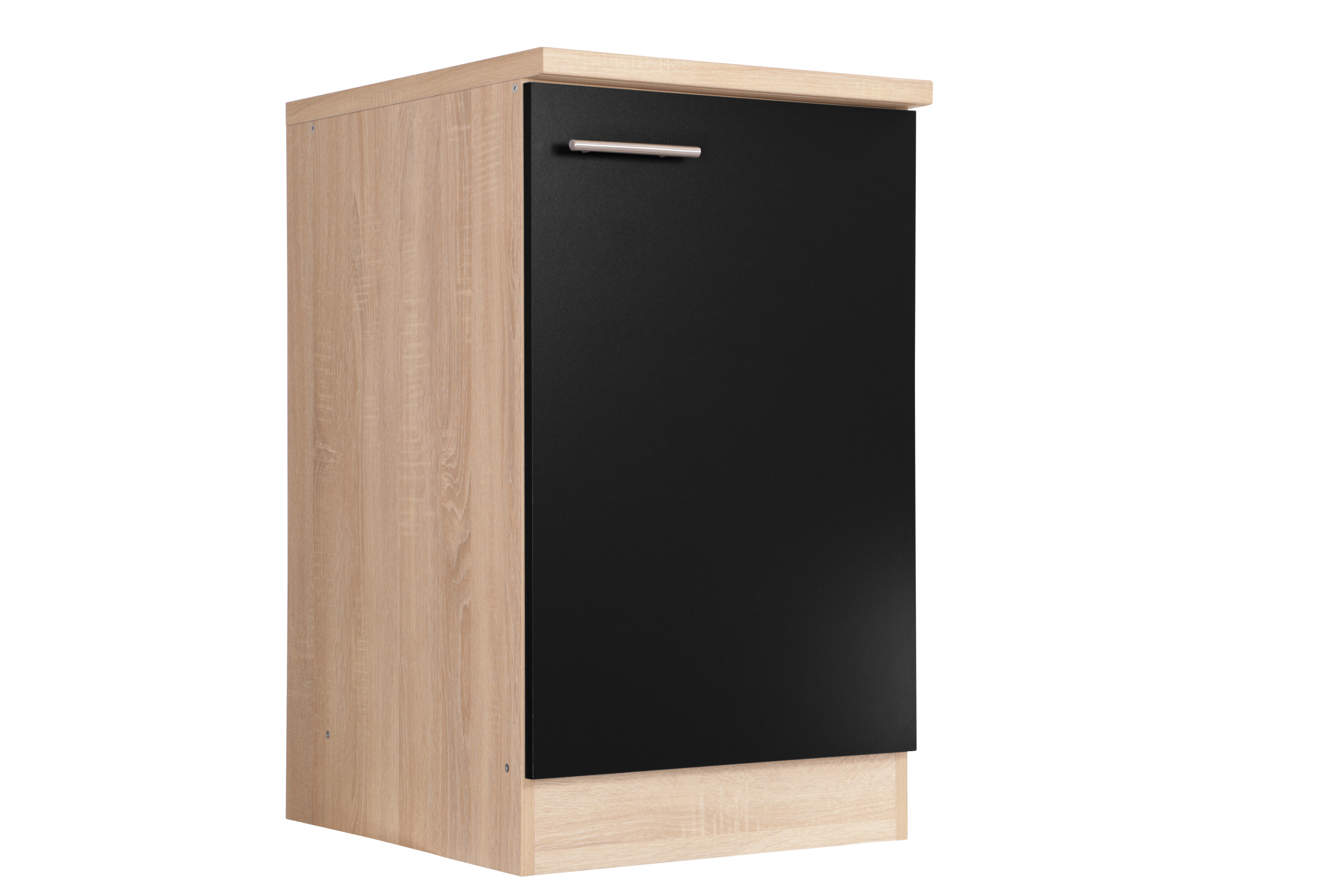 Spülenunterschrank Küchenschrank 50 cm Eiche Sägerau Schwarz Merle Respekta
