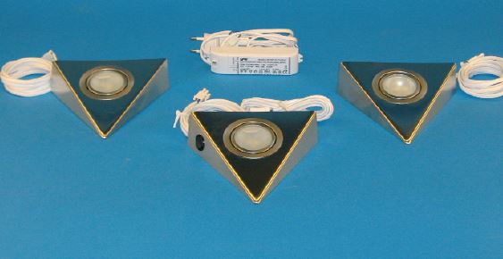 Dreiecksleuchten Eco-Set mit Masterschalter Halogen Unterschrank