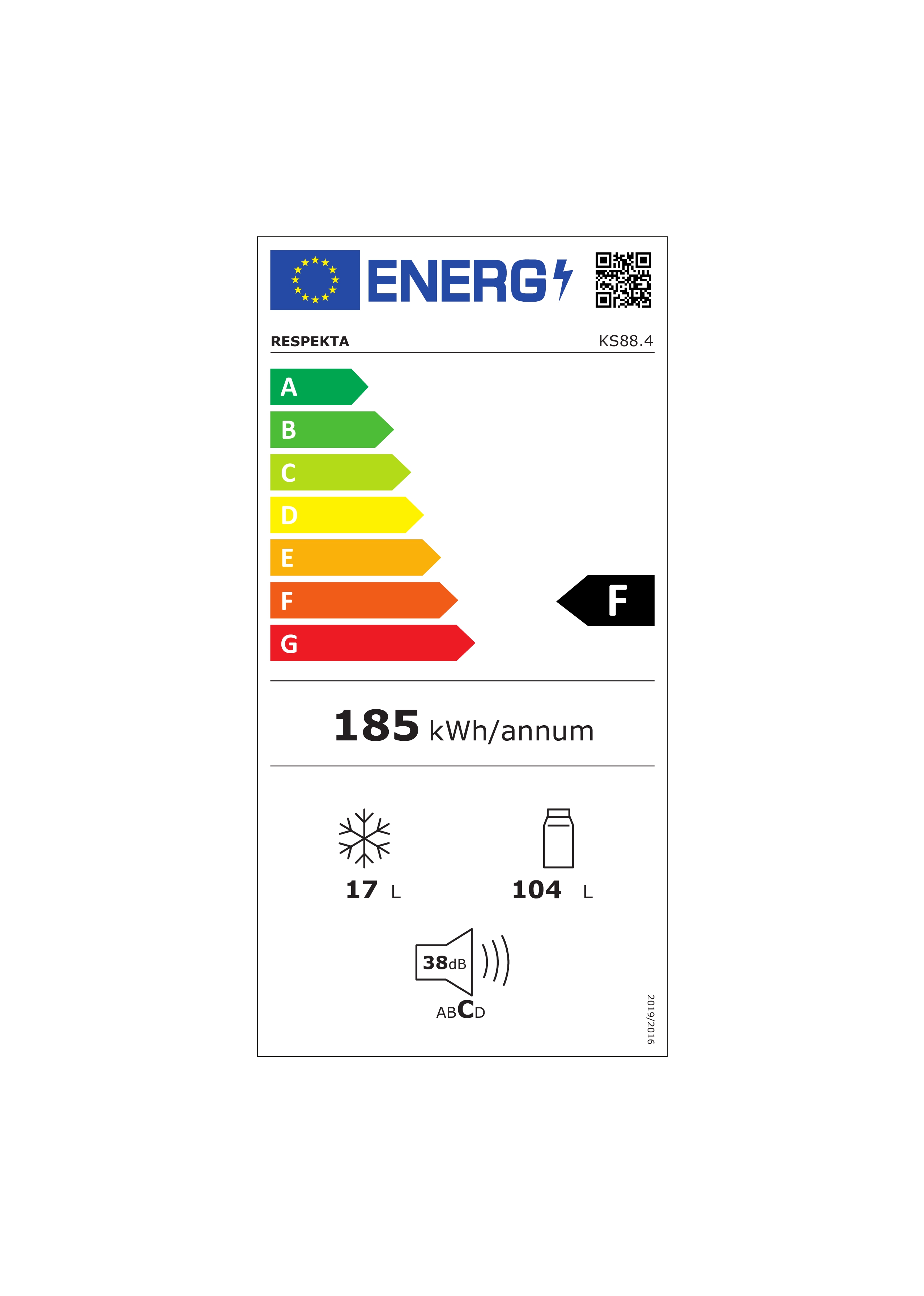 Respekta réfrigérateur encastrable avec compartiment congélateur 88 cm /  Réfrigérateur-congélateur 121 L / Charnières de porte interchangeables / 38  dB / KS88.4 / blanc : : Gros électroménager