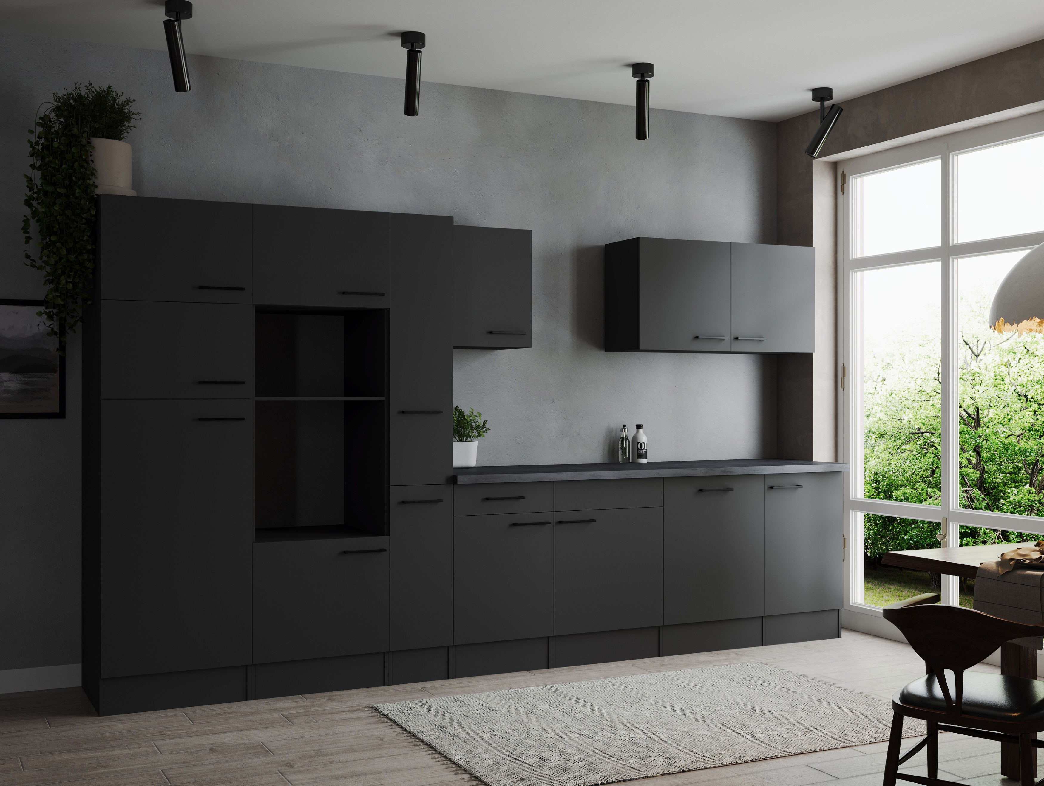 Küche Küchenzeile Leerblock Grau Matt Oliver 370 cm Respekta