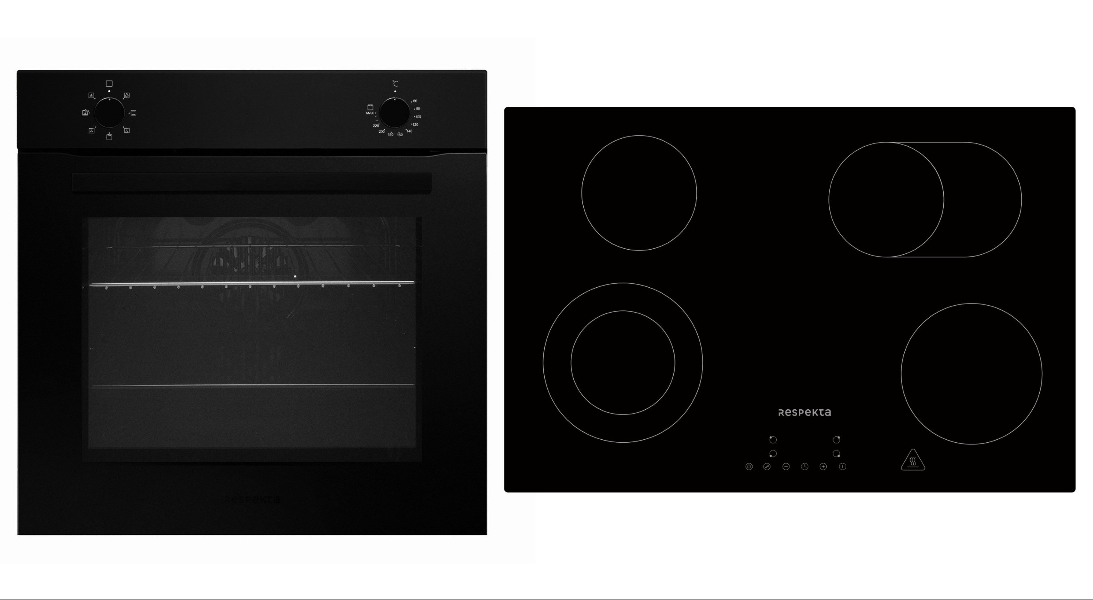 Backofen Herd Matt Schwarz Kochfeld Glaskeramik 77cm autark rahmenlos Respekta Backofen Herd Matt Schwarz Kochfeld Glaskeramik 77cm autark rahmenlos Respekta