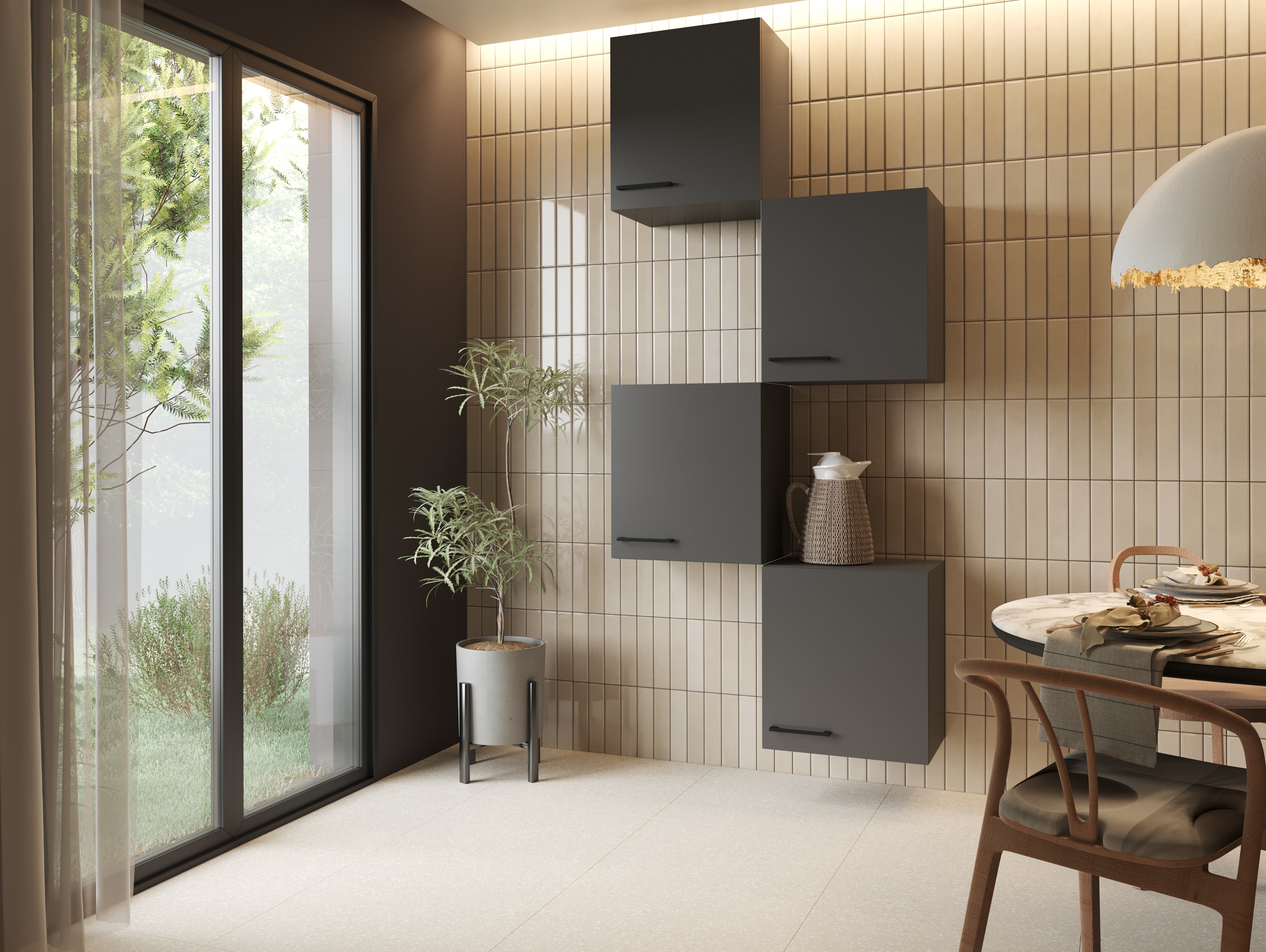 Oberschrank Hängeschrank Küche 4 Stück 50 cm Grau Matt Oliver Respekta