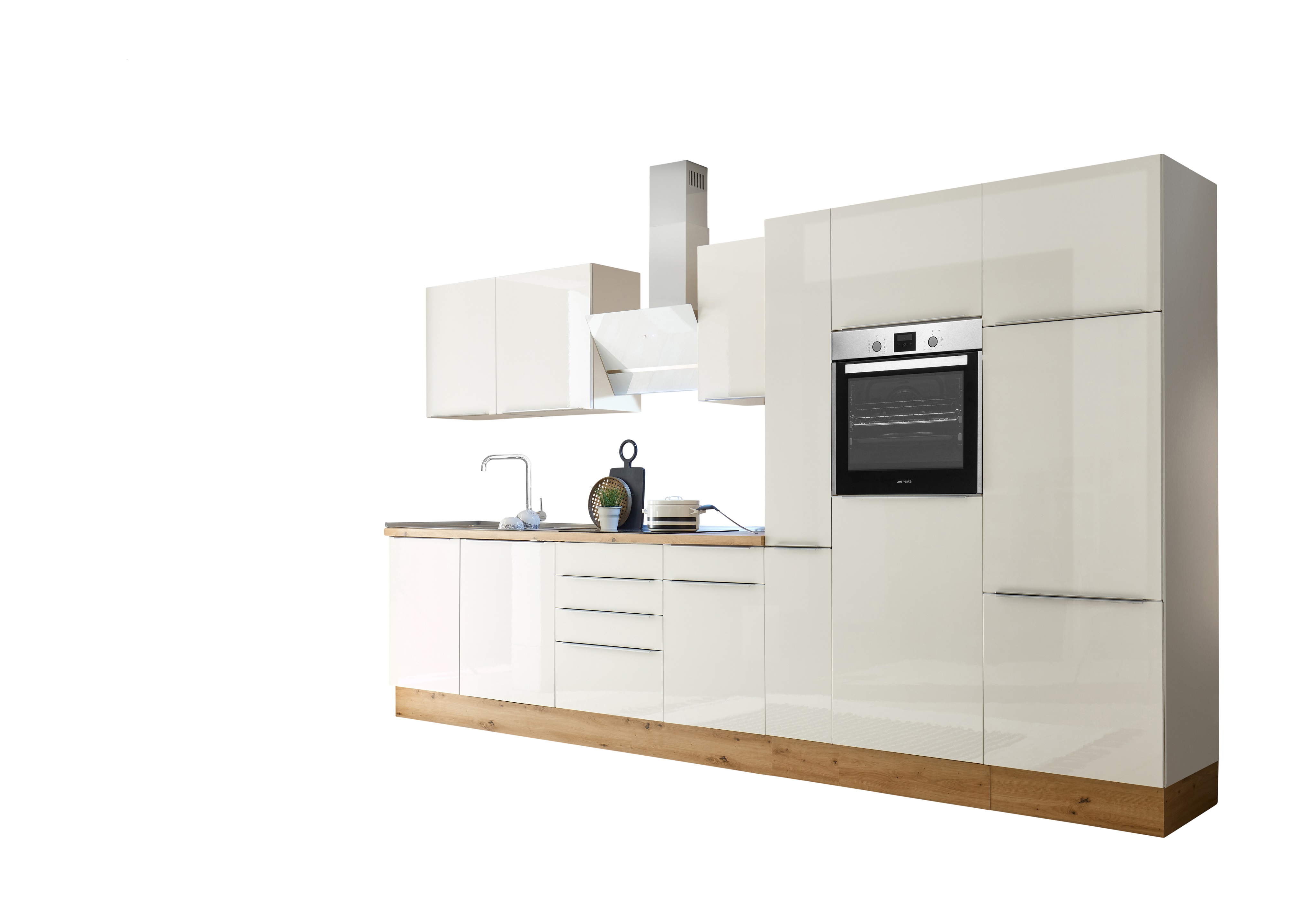 Küche Küchenzeile Küchenblock Marleen Premium 370 cm Weiß Artisan Eiche  Respekta | 176573547