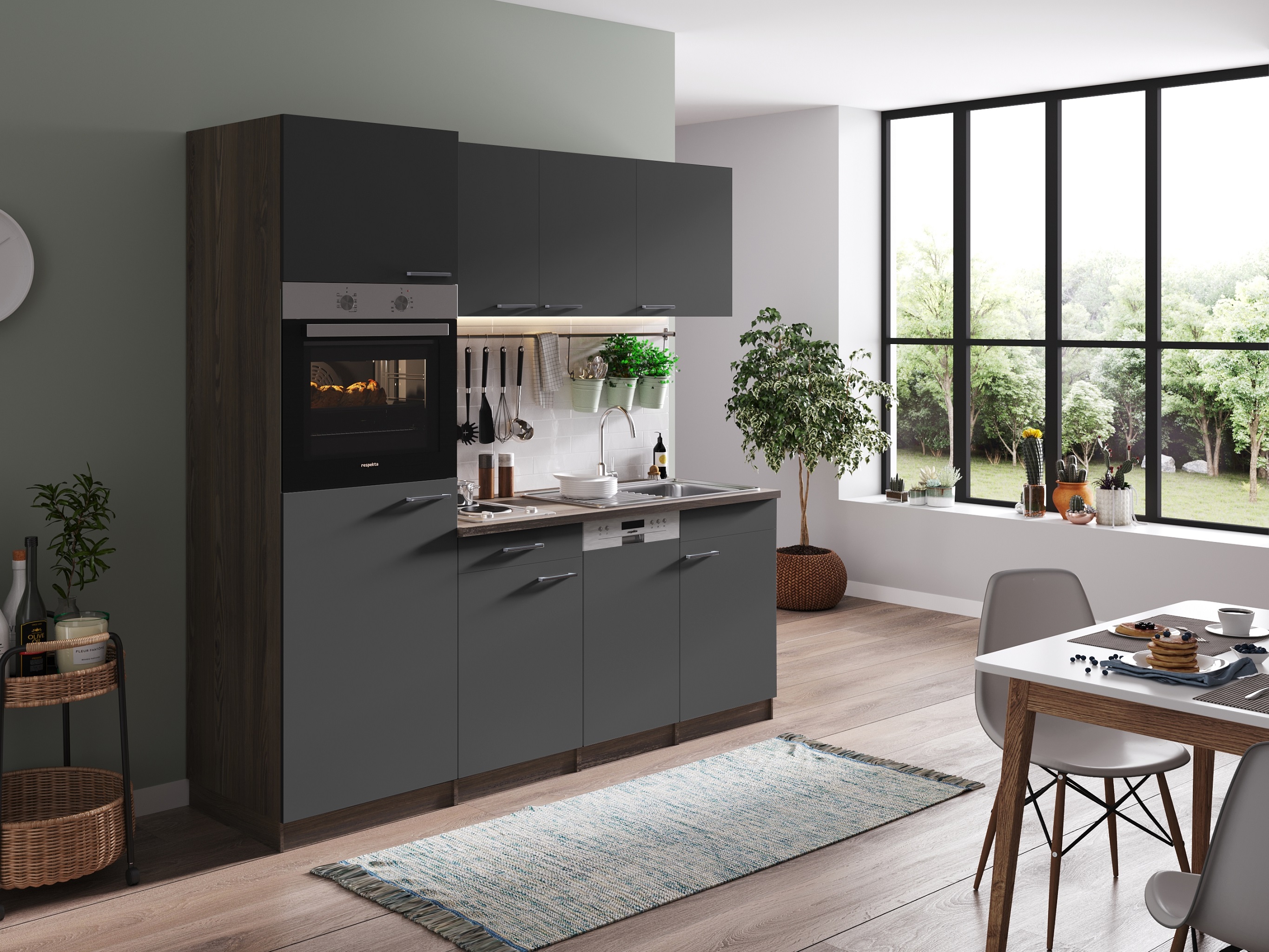 respekta kitchen kitchen block kitchen unit built-in single kitchen 205 cm oak York grey