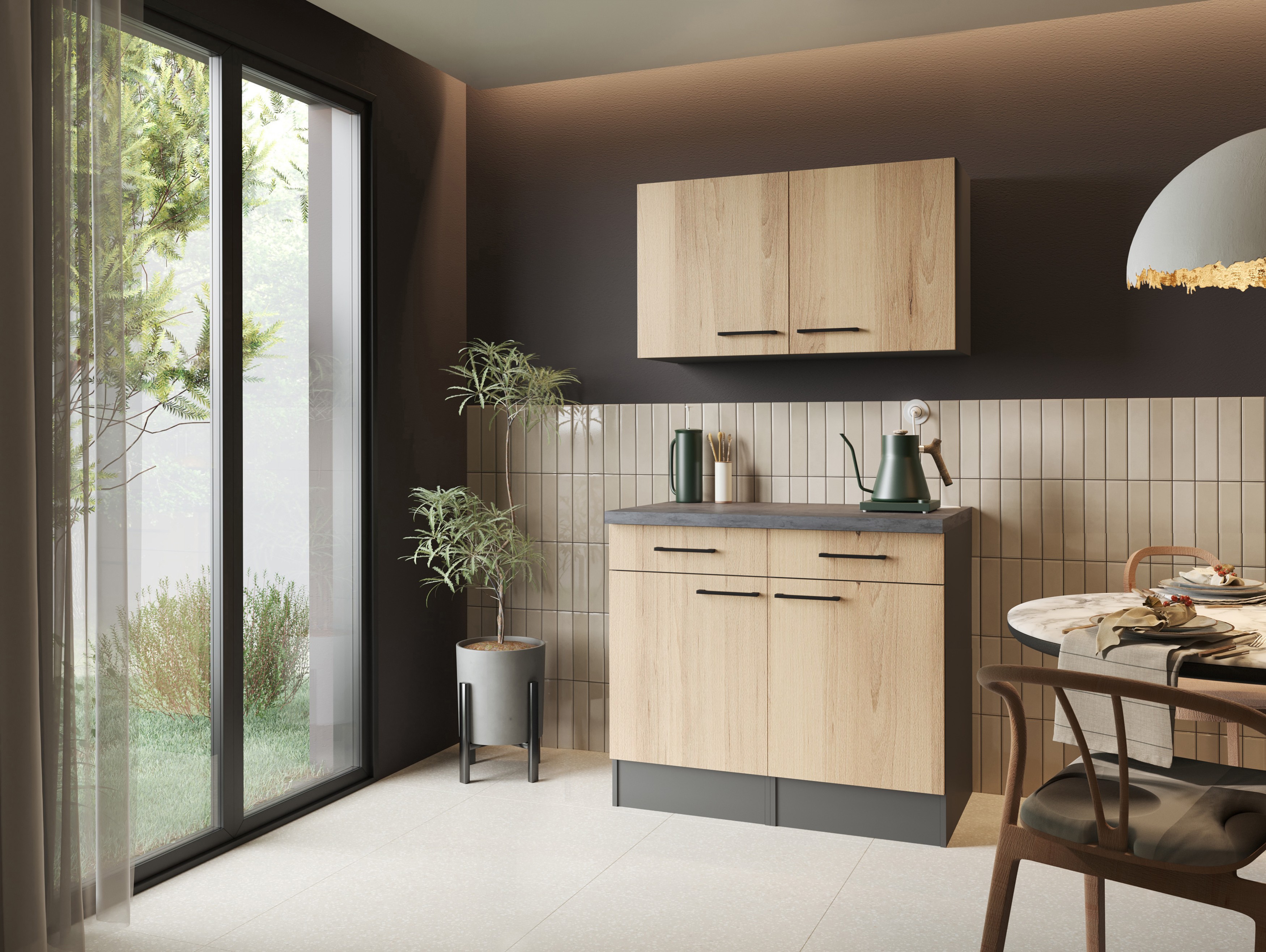 Sideboard Küchenschrank Oberschrank 100 cm Artisan Eiche Grau Oliver Respekta