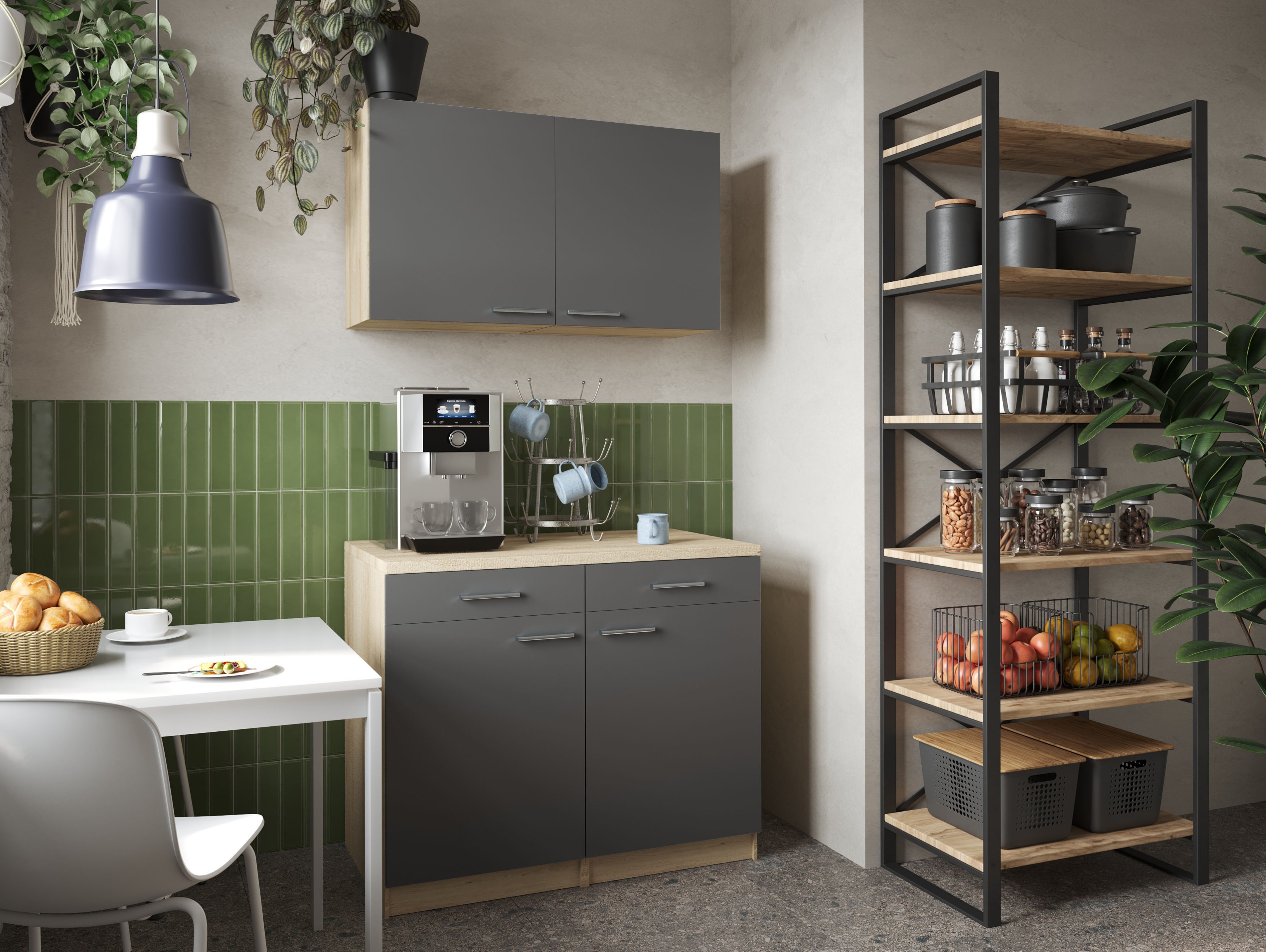 Küchenschrank Unterschrank Hängeschrank 100 cm Eiche Sägerau Grau Merle Respekta Küchenschrank Unterschrank Hängeschrank 100 cm Eiche Sägerau Grau Merle Respekta