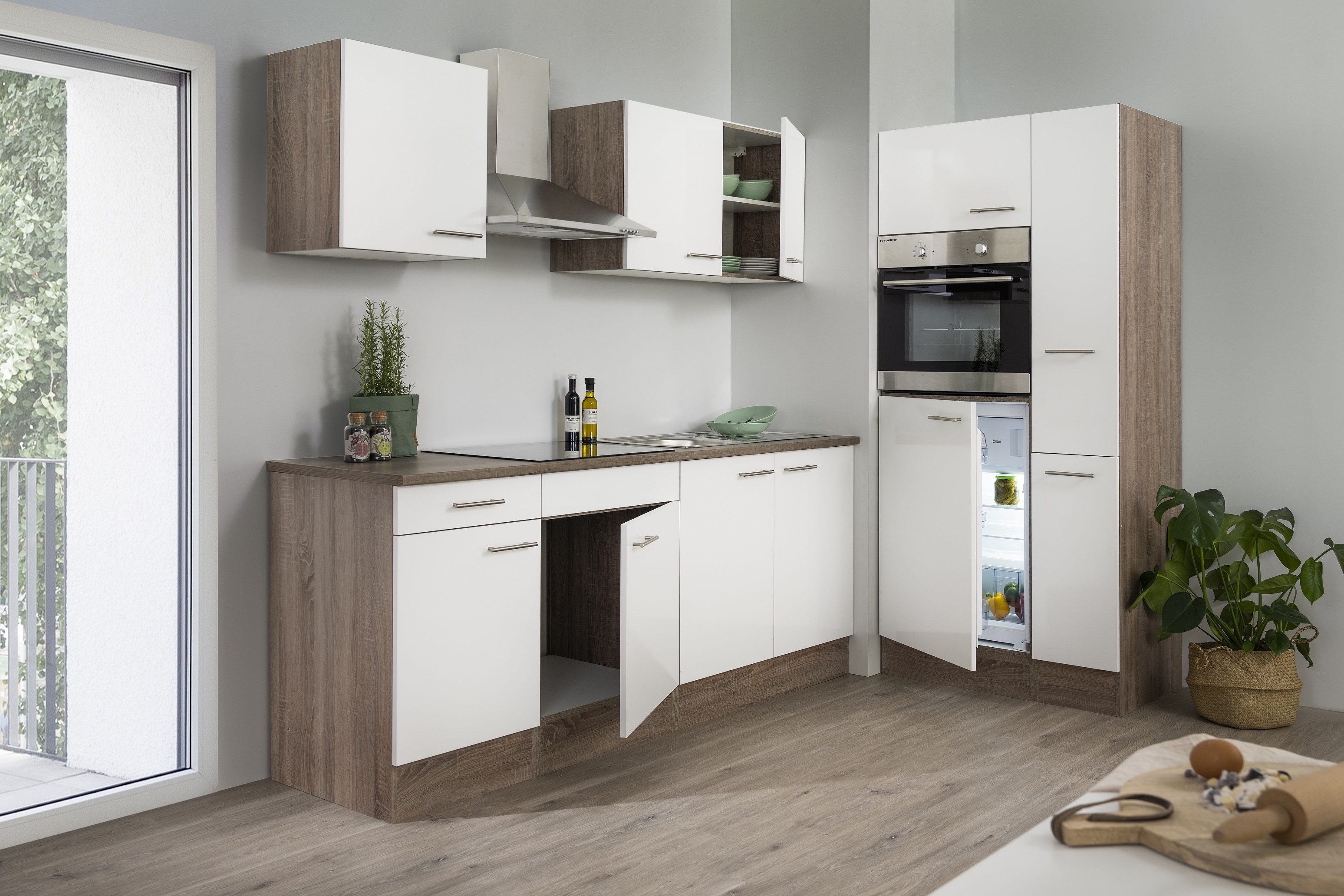 respekta blocco cucina cucina incasso blocco cucina blocco vuoto 300 cm rovere York bianco