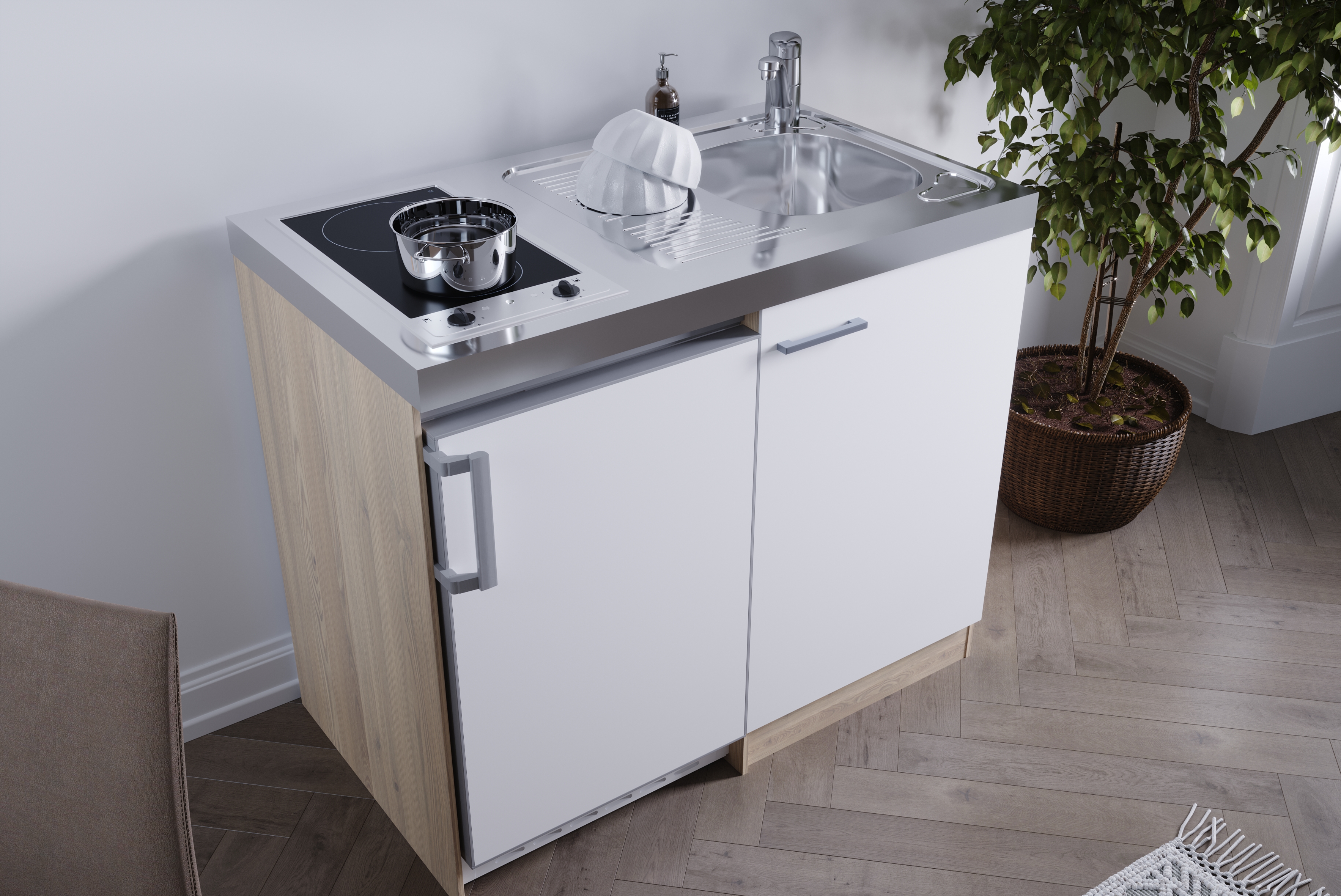 respekta mini kitchen kitchen kitchen unit kitchen block 100 cm oak rough sawn white