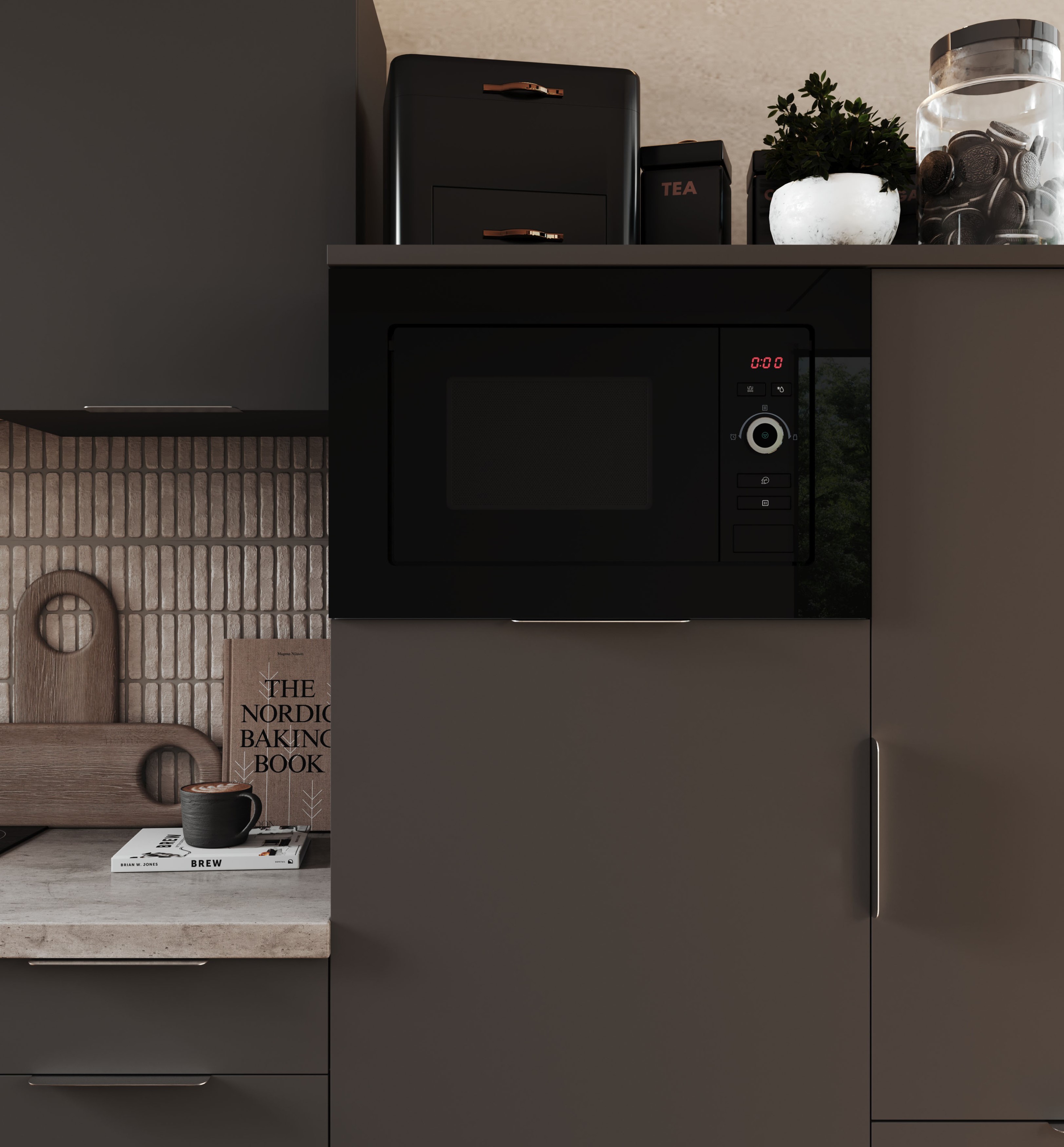 Mikrowelle 800 Watt Einbau 60 cm Grill 1000 Watt 20 L Glas Schwarz Respekta