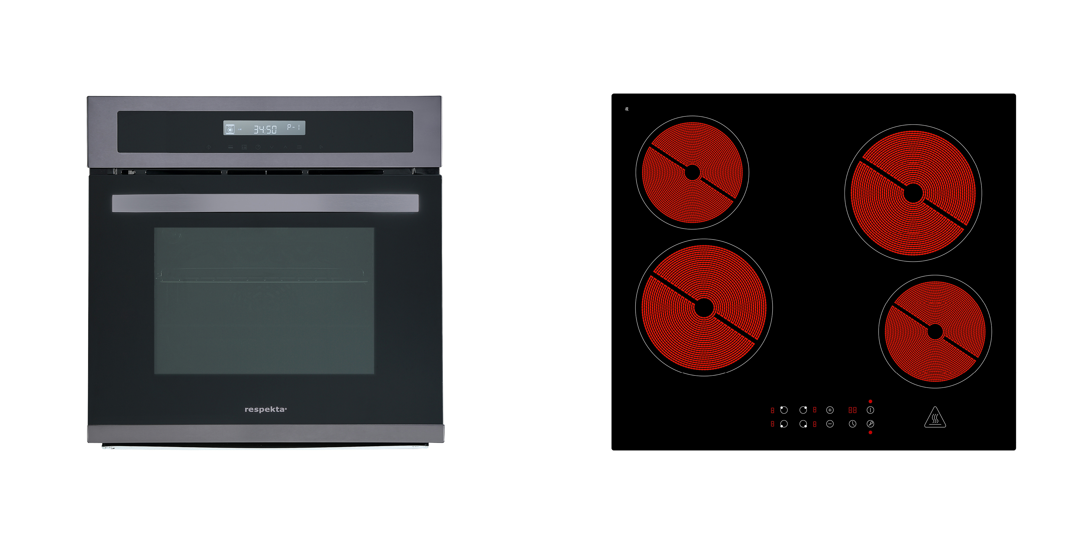 respekta oven built-in cooker cooker set Black Steel + hob glass ceramic set