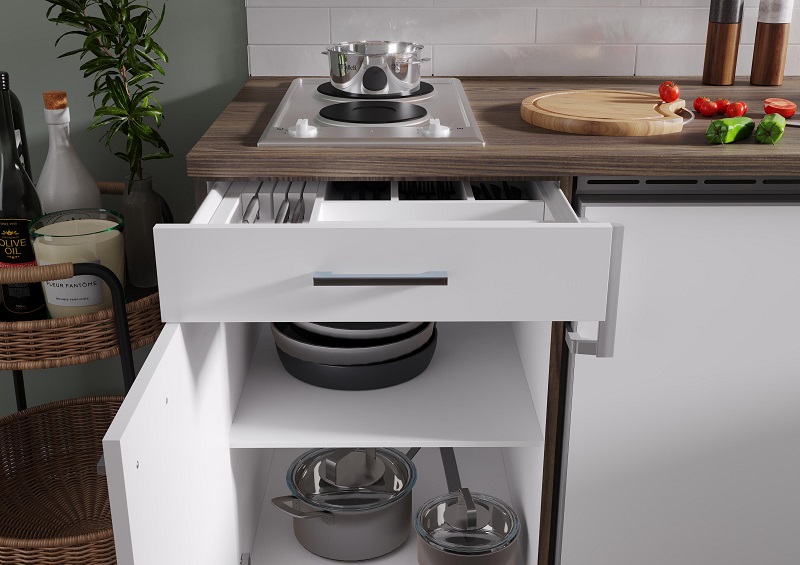 Respekta Cocina en armario SKWWS (Ancho: 104 cm, Blanco, Con