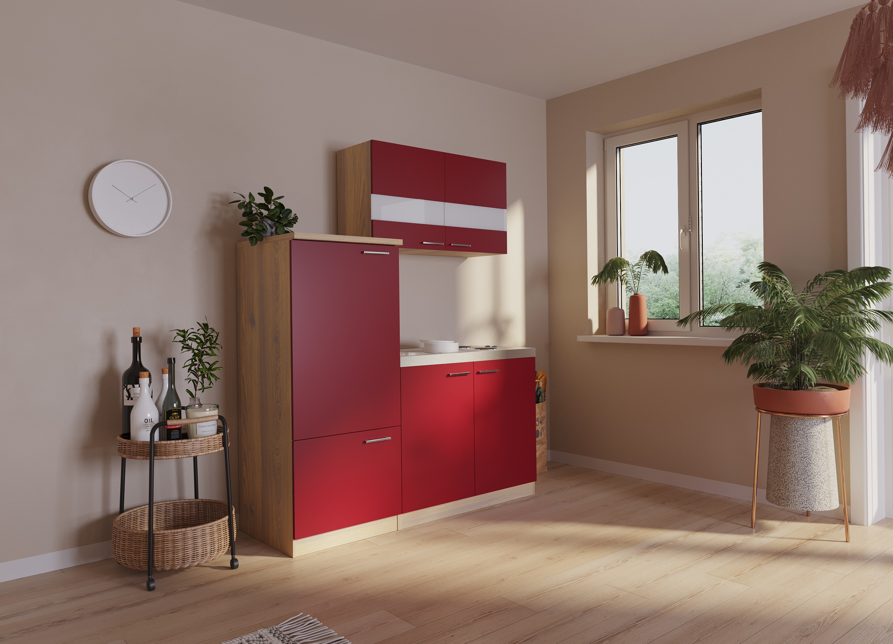 respekta kitchen unit kitchen single kitchen fitted kitchen kitchen block 160 cm oak red