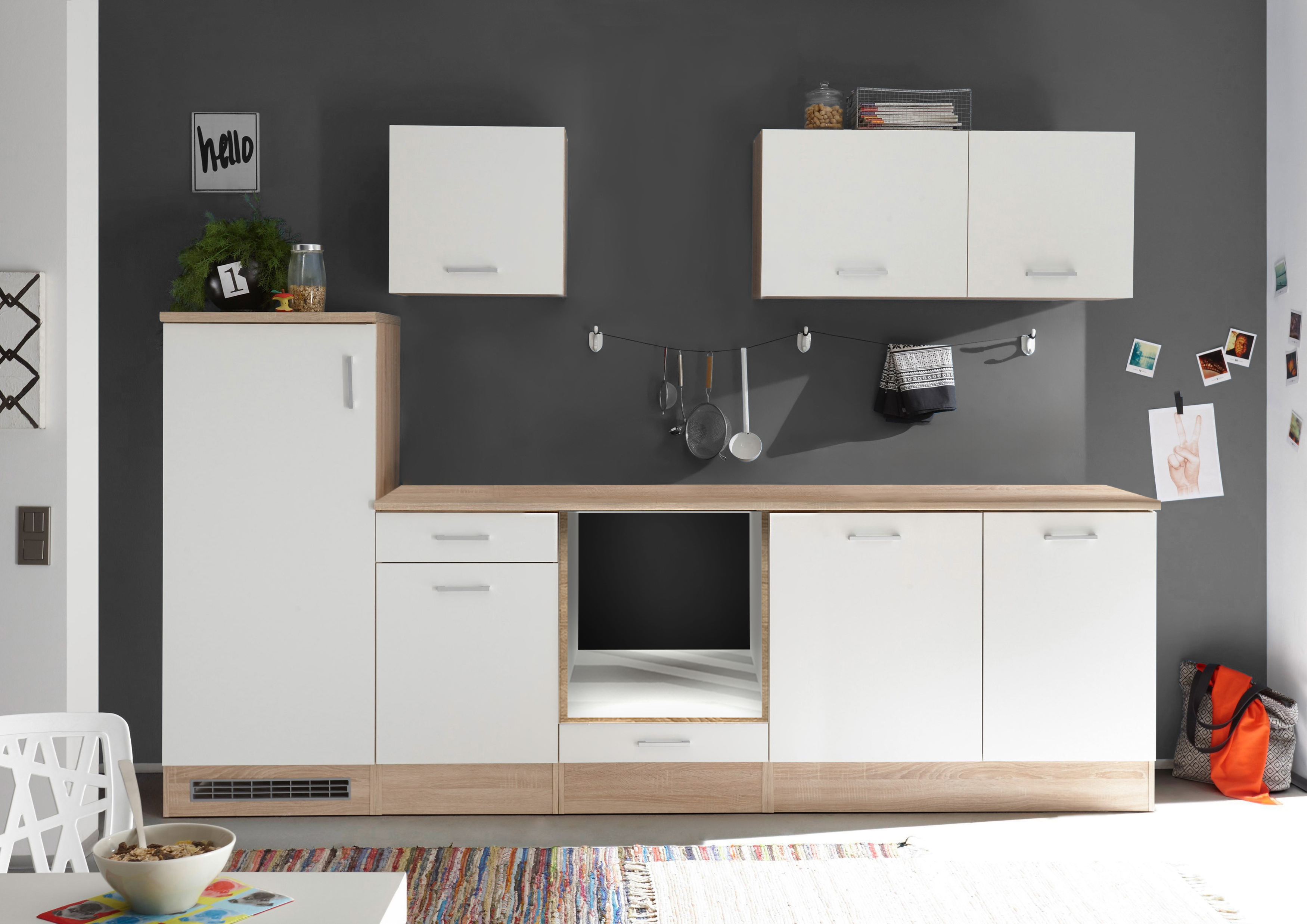 Küche Küchenzeile Leerblock Einbauküche Petunia 280 cm Eiche Natura Respekta Küche Küchenzeile Leerblock Einbauküche Petunia 280 cm Eiche Natura Respekta