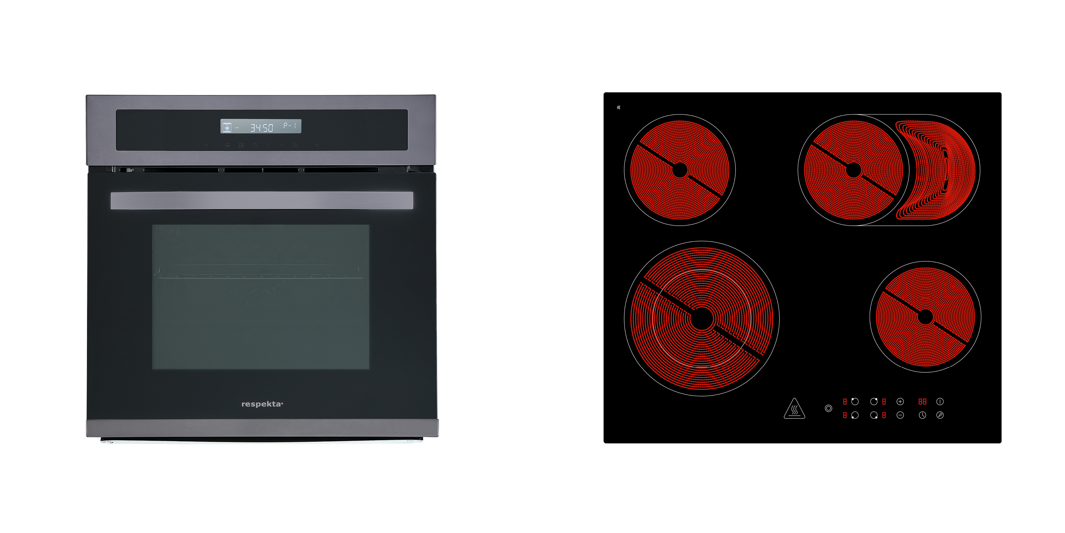 respekta oven built-in cooker cooker set Black Steel + hob glass ceramic set