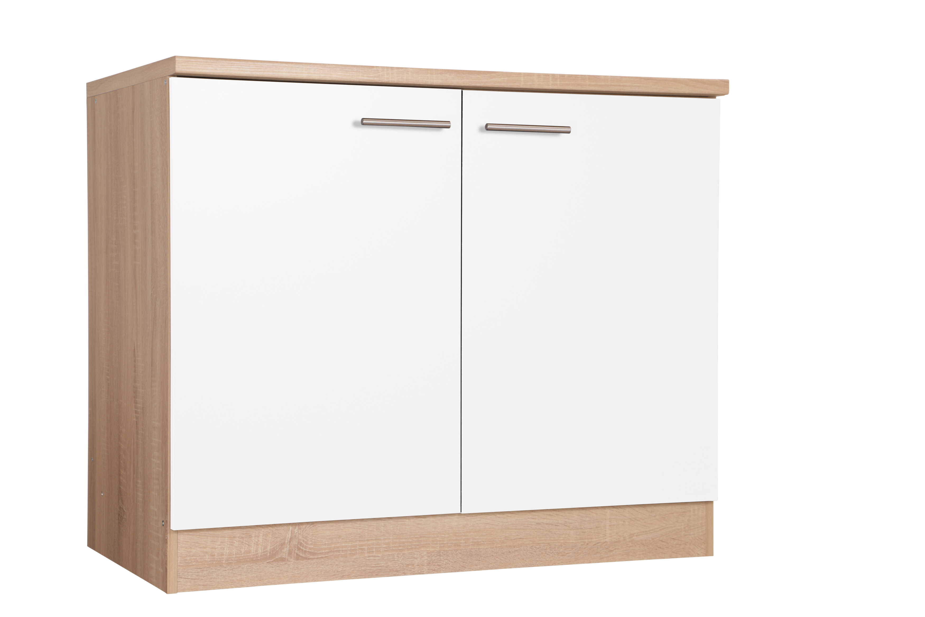 Spülenunterschrank Küchenschrank 100 cm Eiche Sägerau Weiß Merle Respekta Spülenunterschrank Küchenschrank 100 cm Eiche Sägerau Weiß Merle Respekta