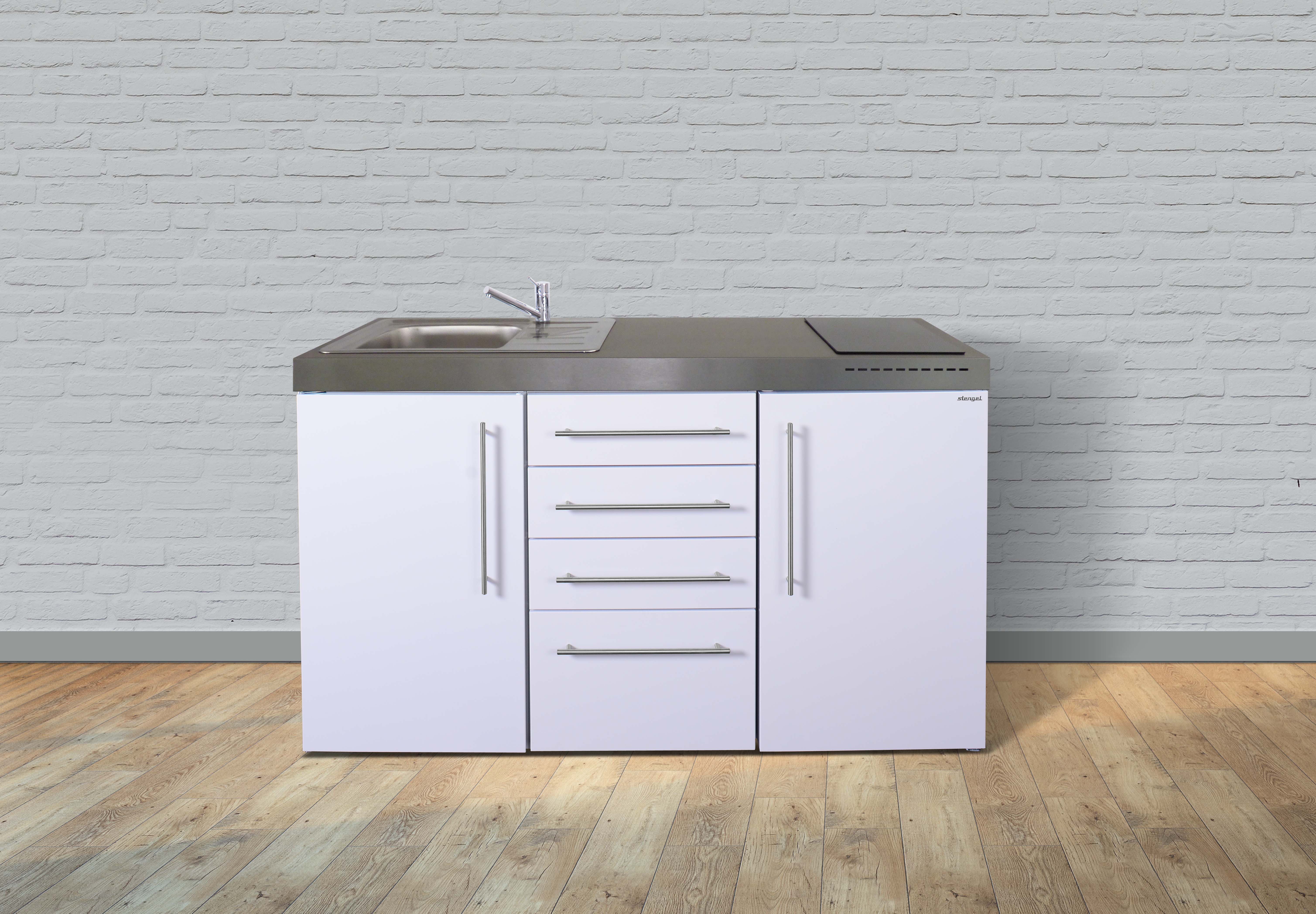 Miniküche Singleküche Küche Küchenzeile Metallküche 150 cm weiss Metall Stengel