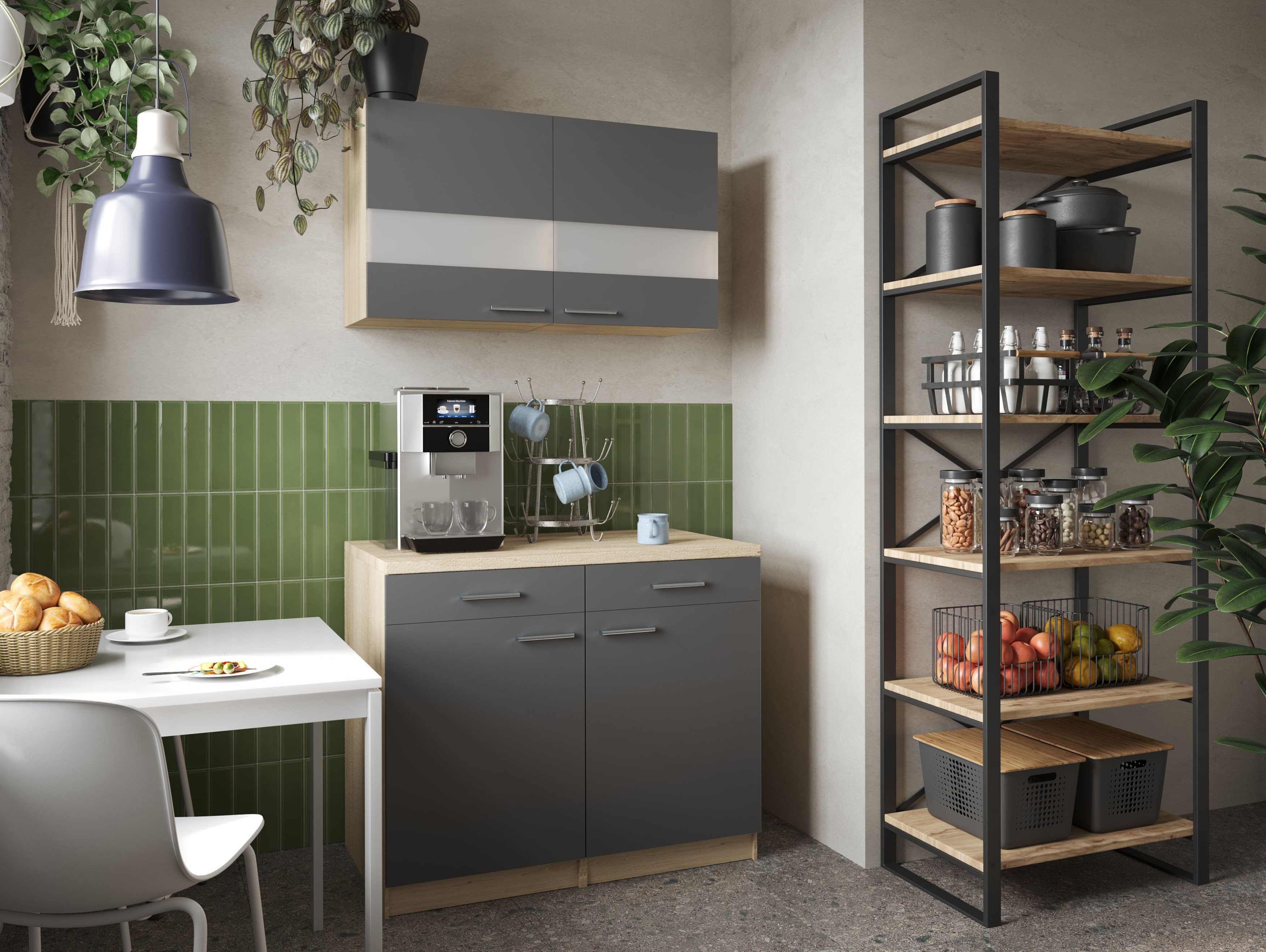 Küchenschrank Unterschrank Hängeschrank 100 cm Eiche Sägerau Grau Merle Respekta Küchenschrank Unterschrank Hängeschrank 100 cm Eiche Sägerau Grau Merle Respekta