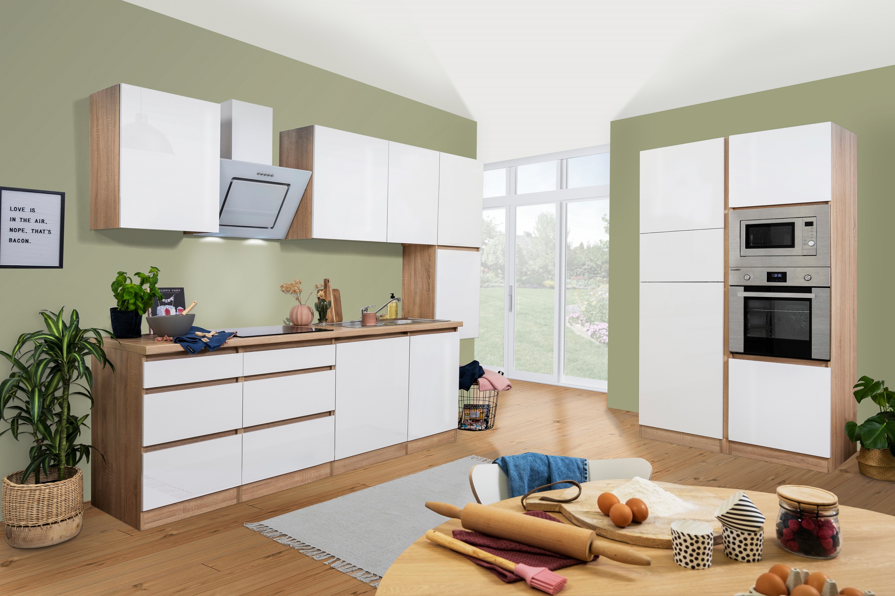 respekta kitchenette kitchen unit handleless kitchen 395 cm oak sonoma white