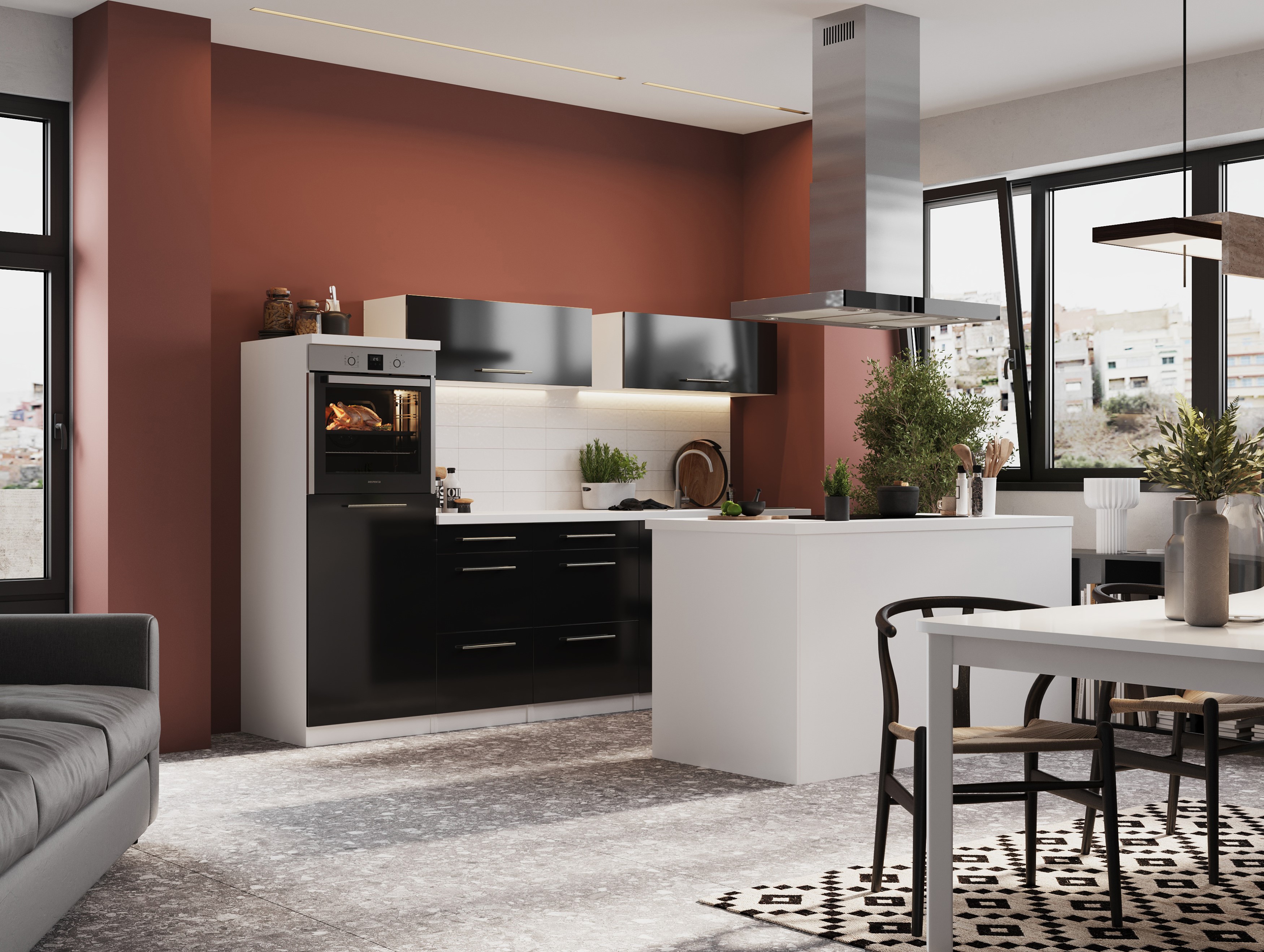 respekta mobile cucina isola cucina incasso blocco cucina 280 cm bianco nero respekta mobile cucina isola cucina incasso blocco cucina 280 cm bianco nero