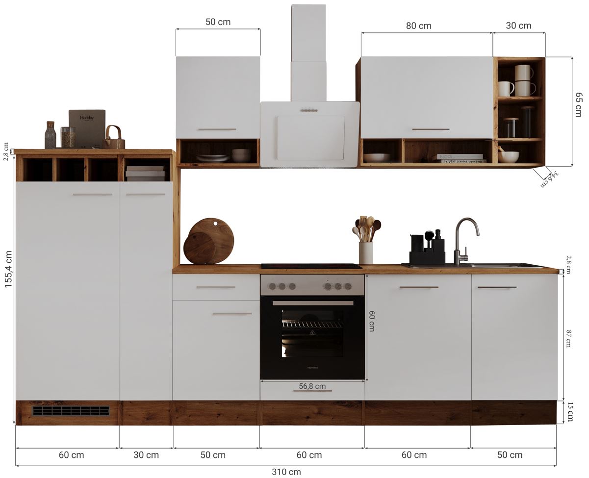 respekta cucina mobile da cucina mobile da cucina cucina componibile 310 cm rovere selvatico bianco