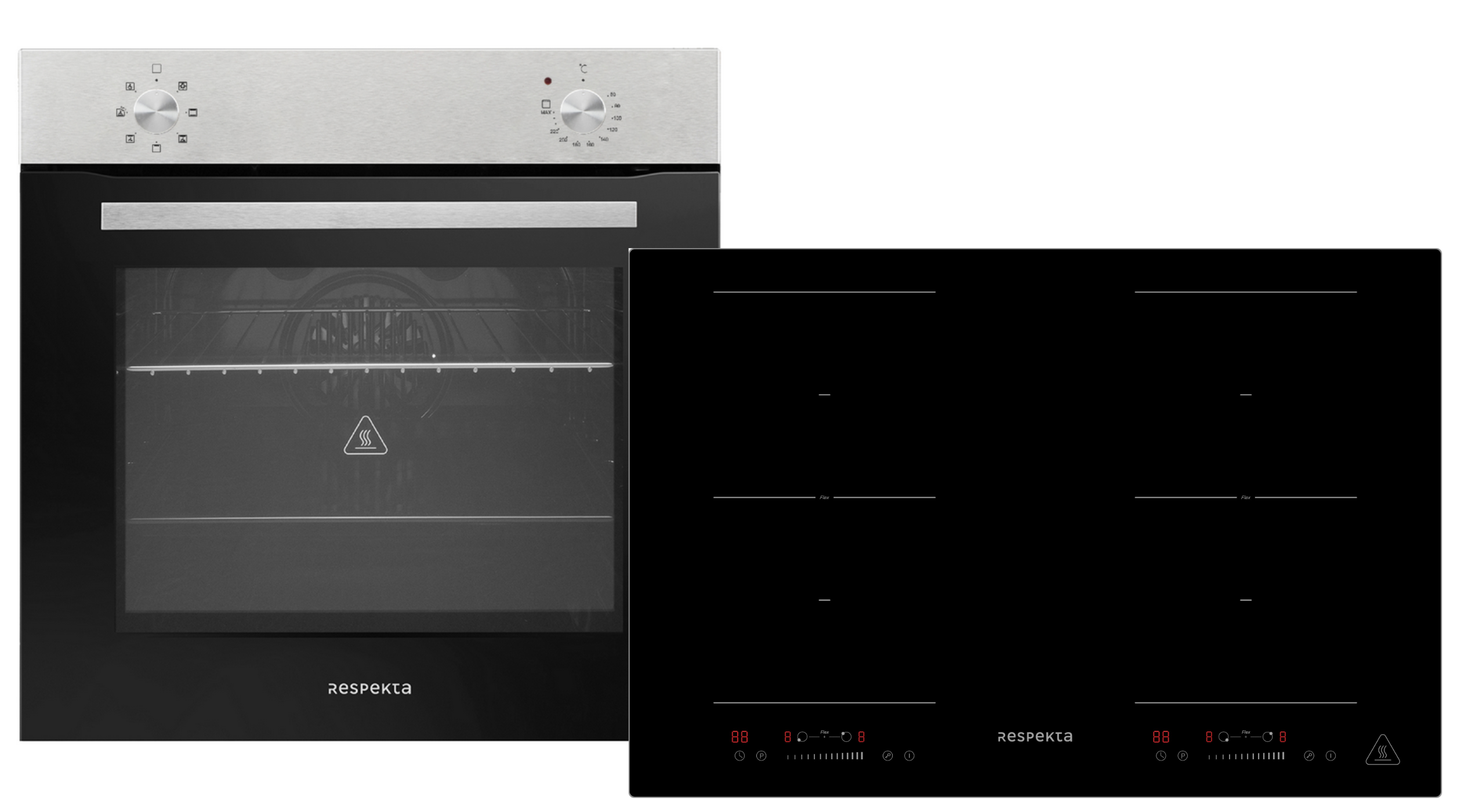 Backofen Herd Kochfeld Herdset Induktion 77cm Timer 2 Flexzonen Slider Respekta