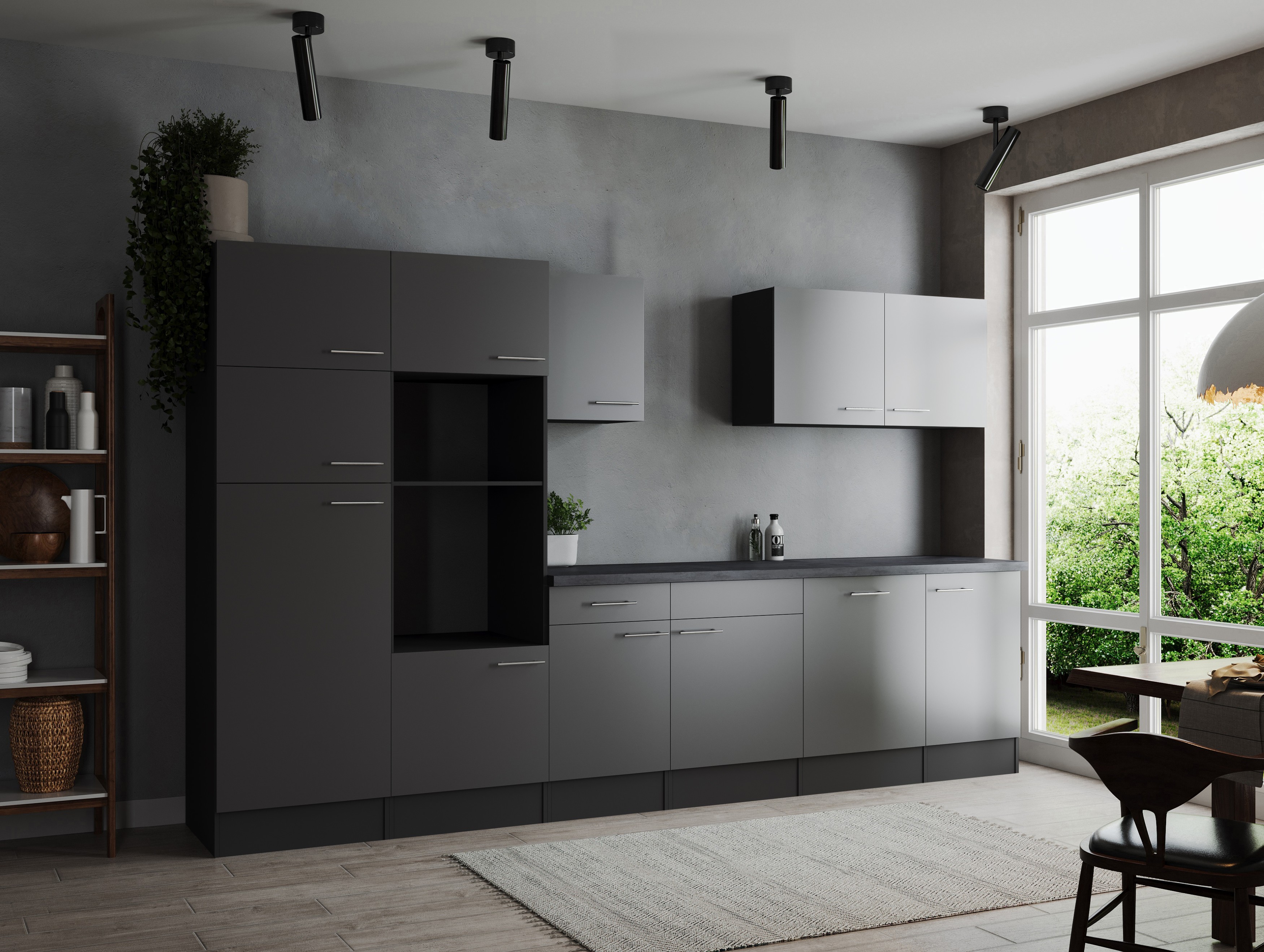 Küche Küchenzeile Leerblock Grau Matt Grau Oliver 340 cm Respekta