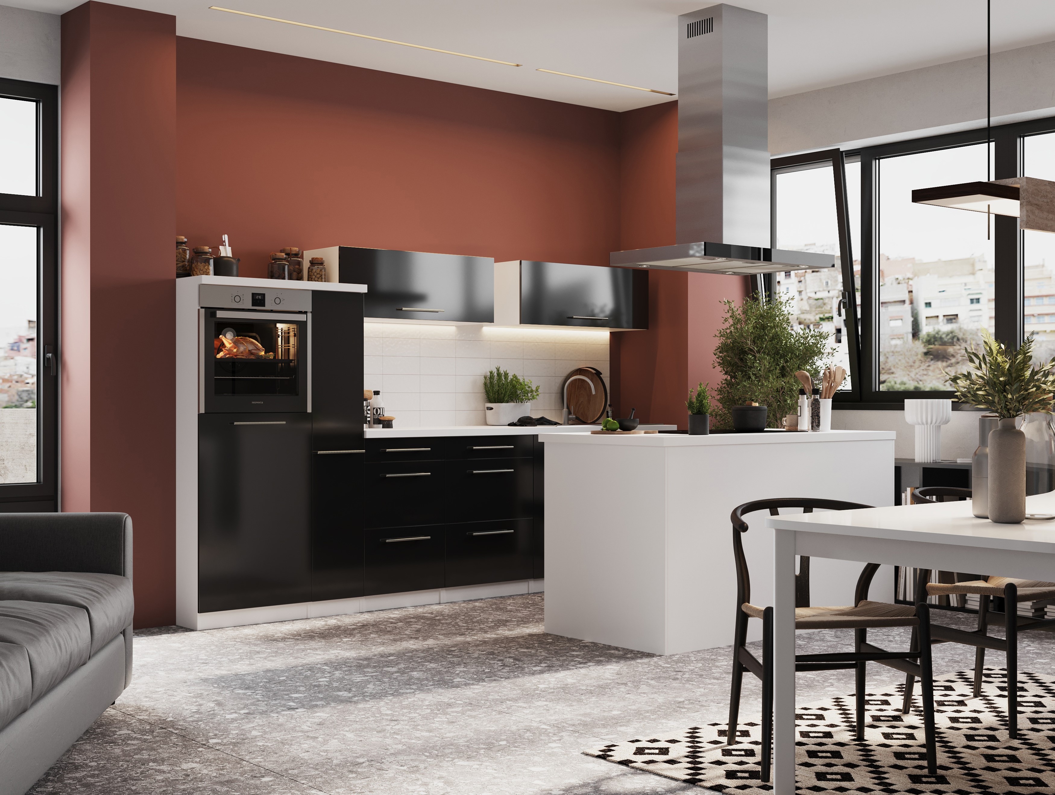 respekta mobile da cucina isola cucina cucina blocco cucina lucido 310 cm bianco nero