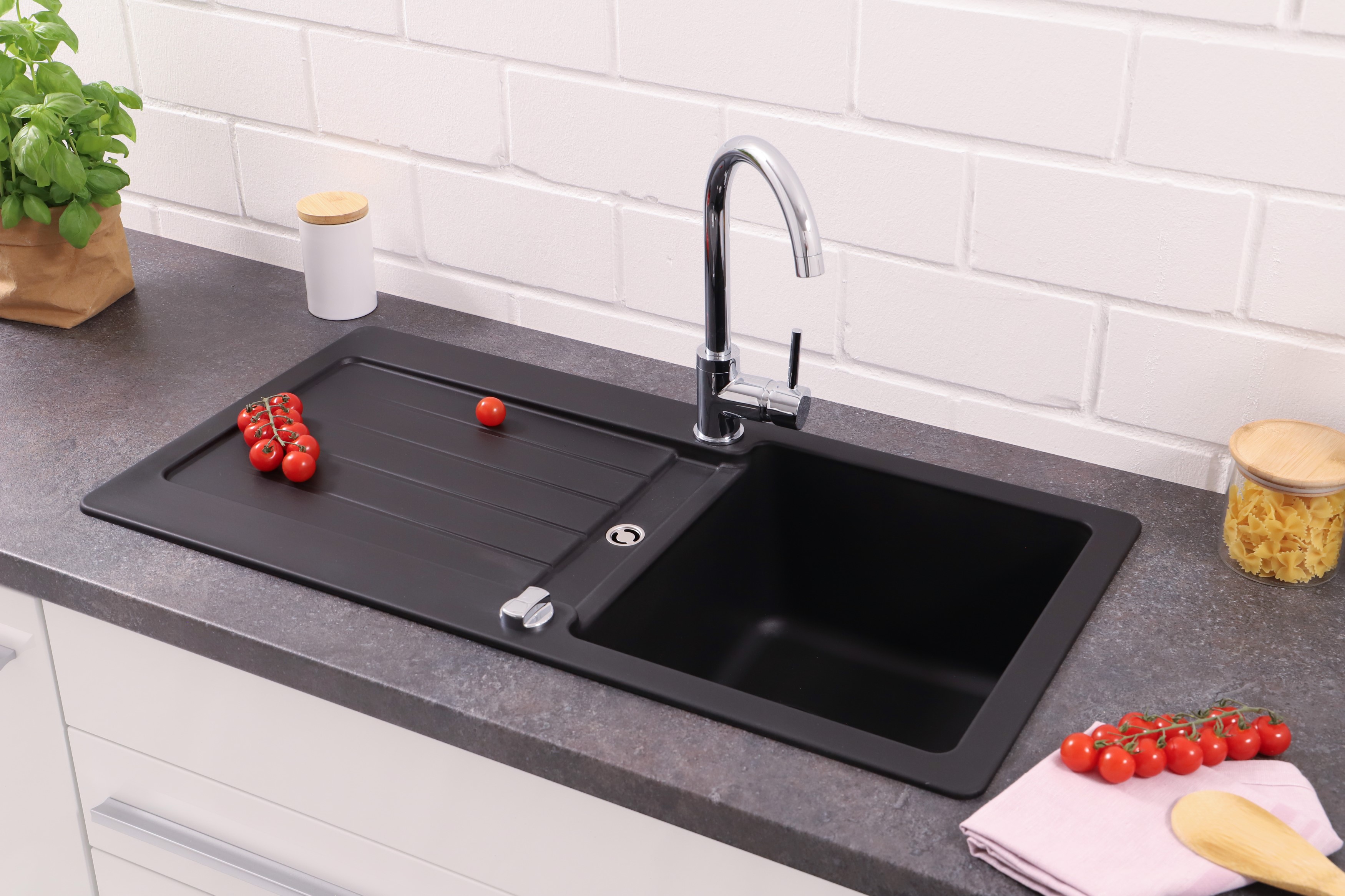 Küchenspüle Einbauspüle Granit Spülbecken Spüle 86 x 43 Schwarz Respekta Atlanta Küchenspüle Einbauspüle Granit Spülbecken Spüle 86 x 43 Schwarz Respekta Atlanta