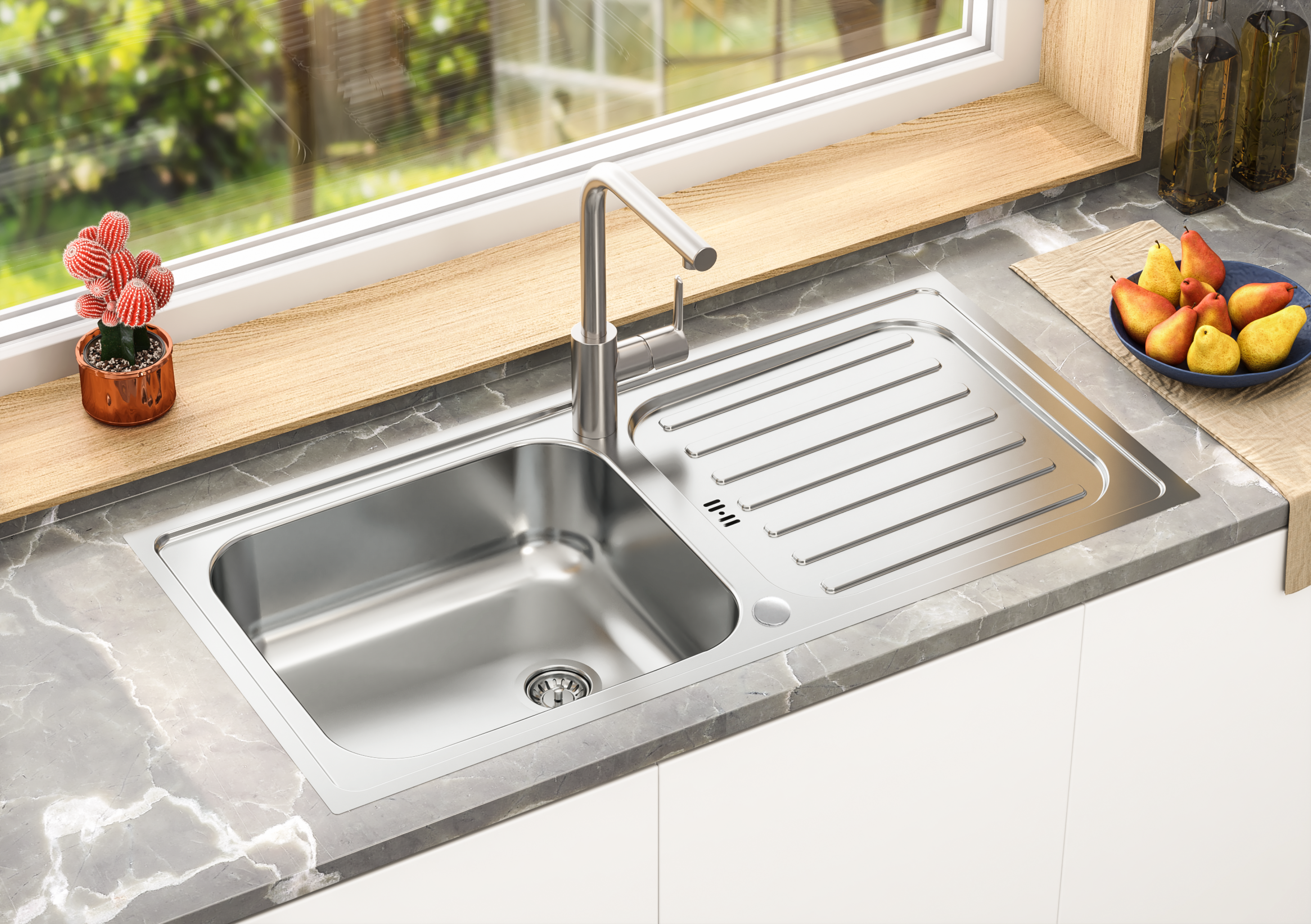 Verpackungsschaden Edelstahl Einbauspüle Spülbecken Küchenspüle Spüle  100 x 50 cm Respekta