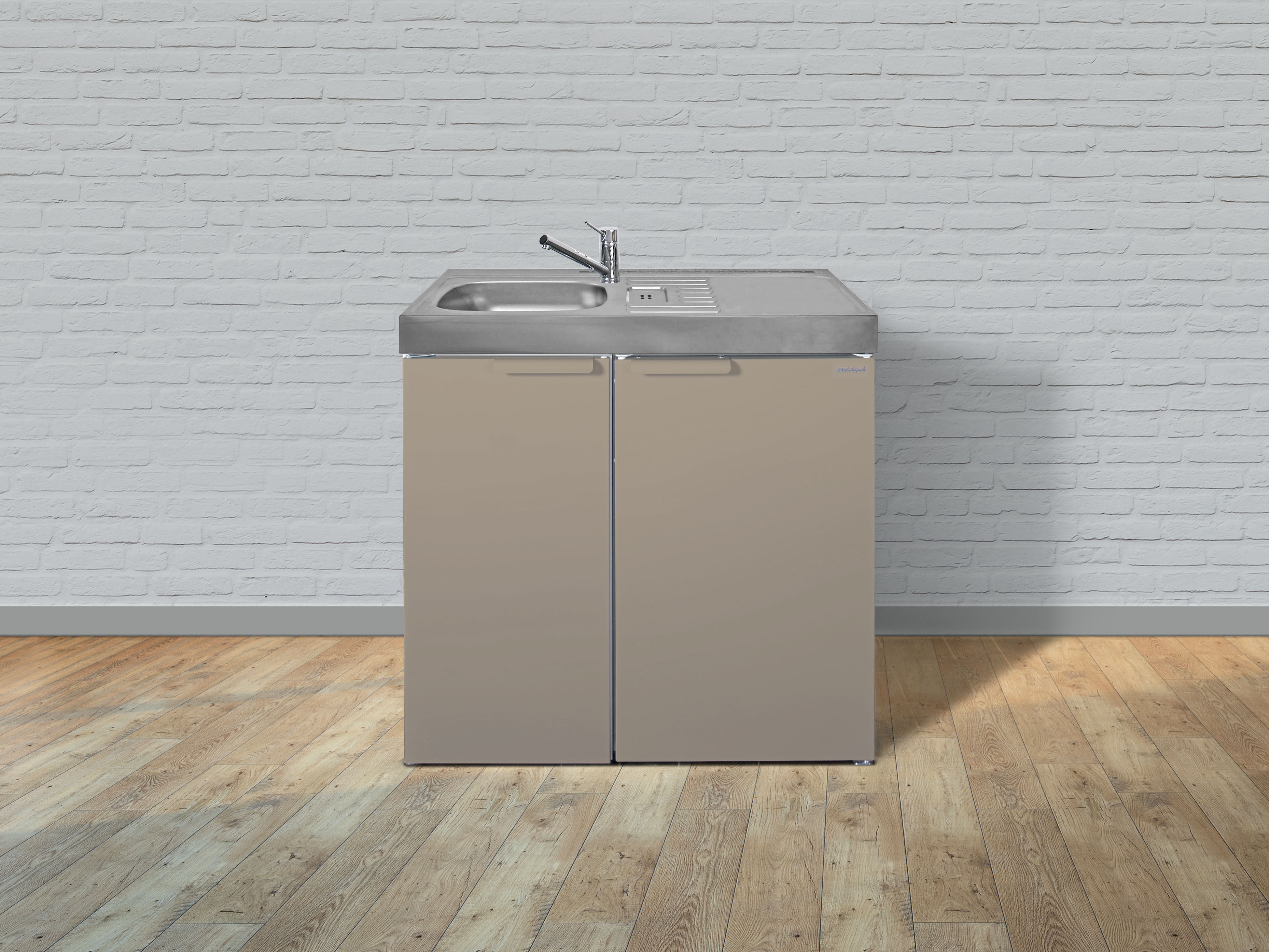 Stengel Miniküche Küche Küchenzeile Singleküche Metallküche Metall 90 cm sand