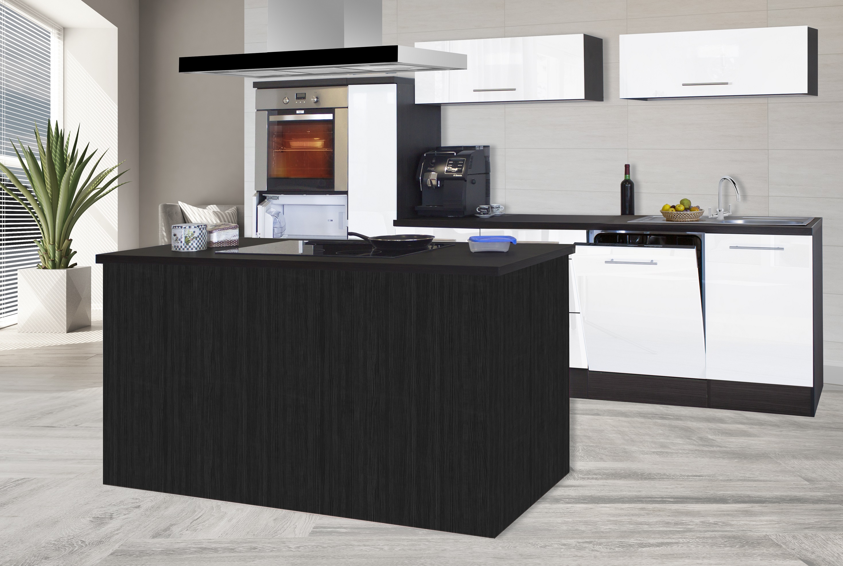 respekta blocco cucina isola cucina incasso 310 cm rovere bianco