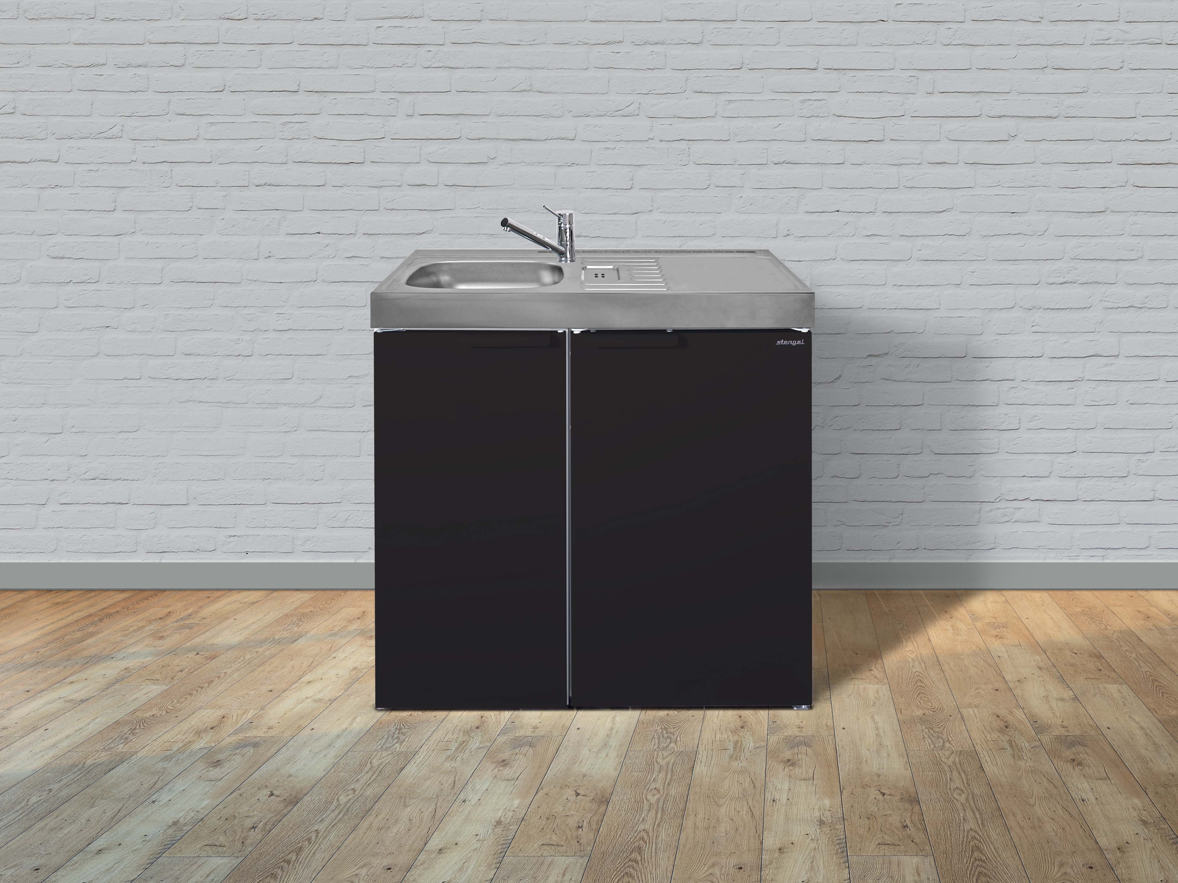 Stengel Miniküche Küche Küchenzeile Singleküche Metallküche Metall 90 cm schwarz