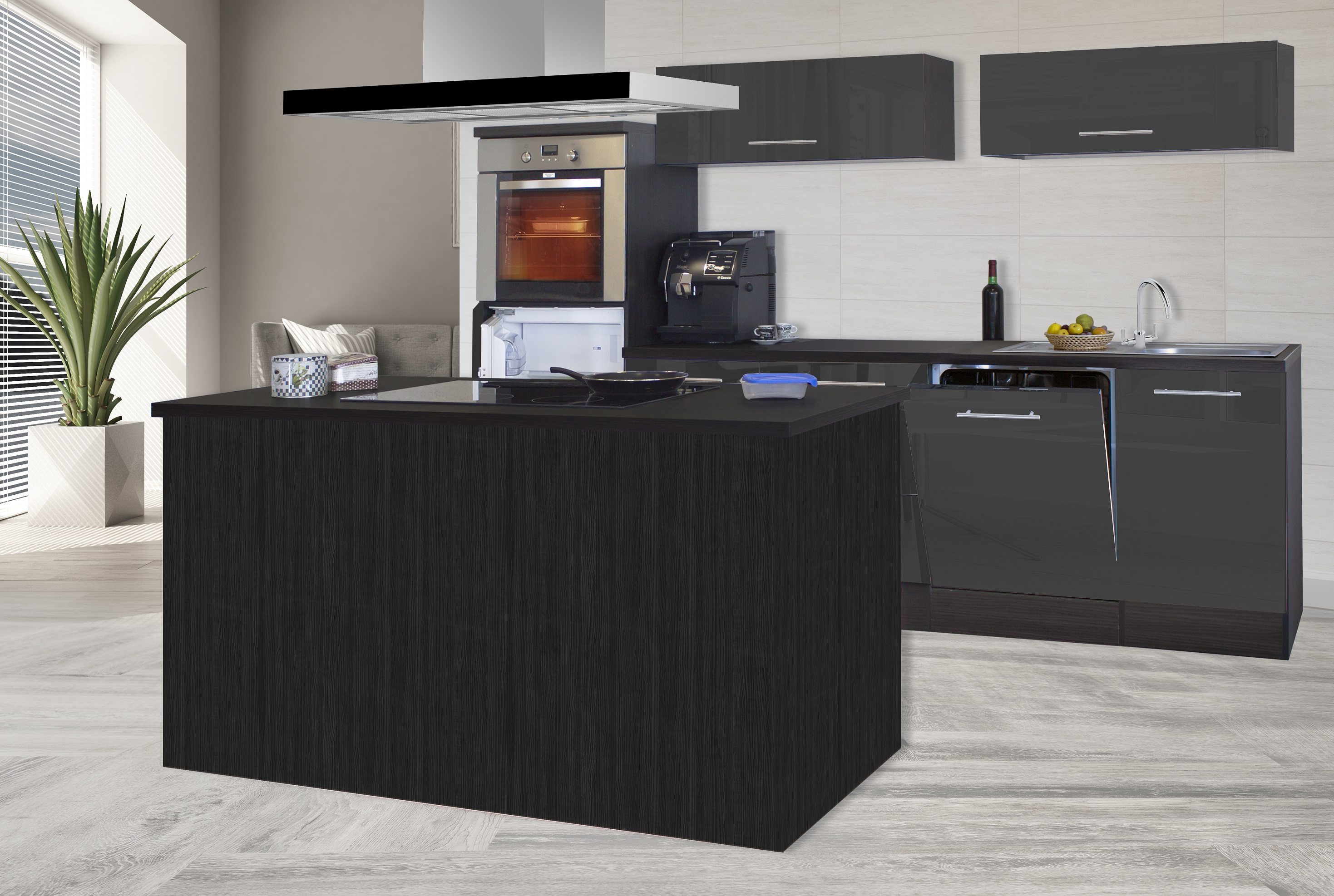 respekta kitchen unit island kitchen kitchen block fitted kitchen 280 cm oak grey