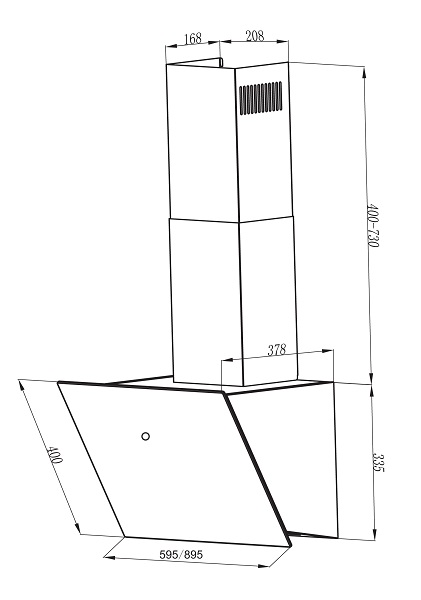 Dunstabzugshaube 90 cm kopffreie Schräghaube Schwarz mit Plasmafilter Respekta