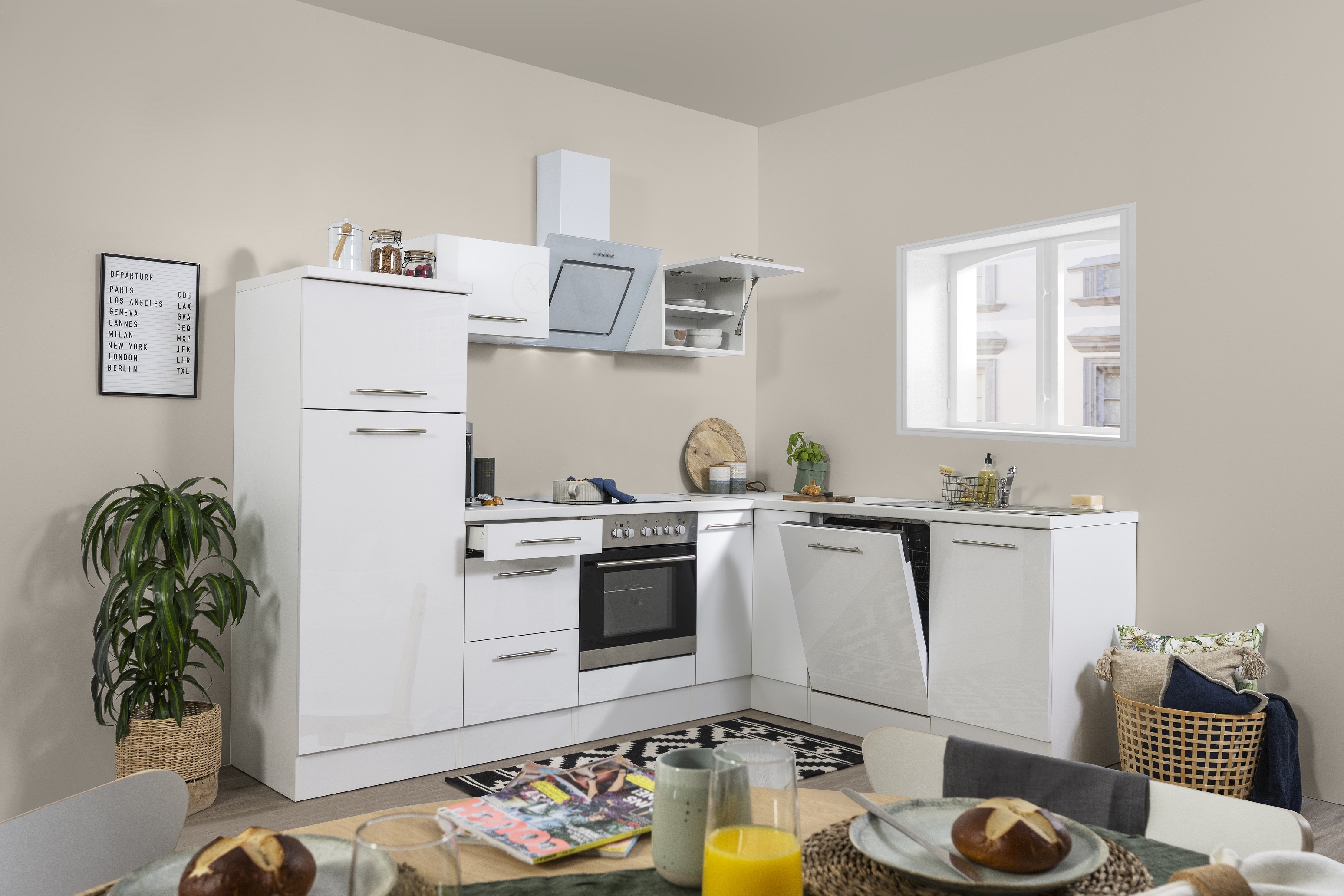 Winkelküche Küchenzeile Küche L-Form Küche Einbauküche 260x200 cm respekta weiß