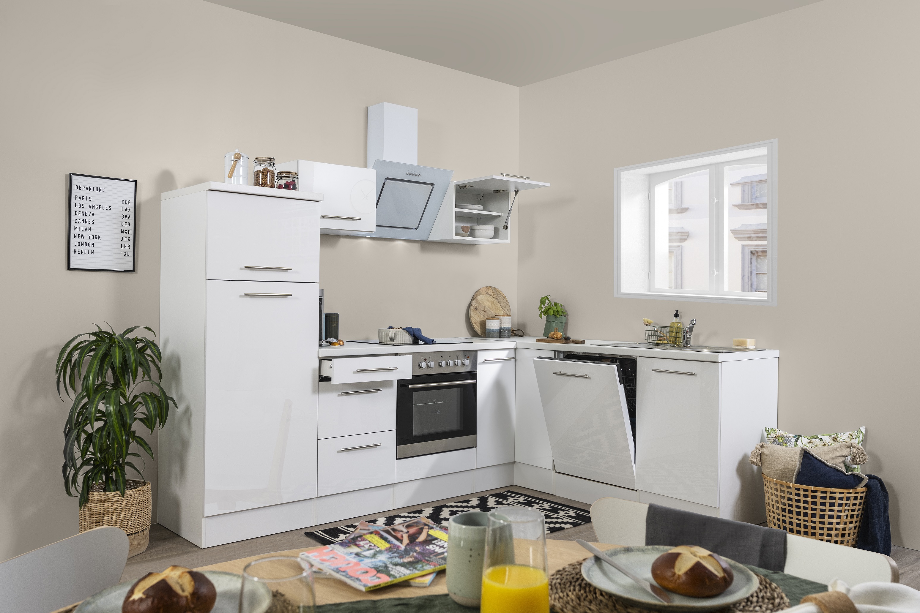 Angle kitchen kitchen unit L-shape kitchen fitted kitchen 260x200 cm respekta white