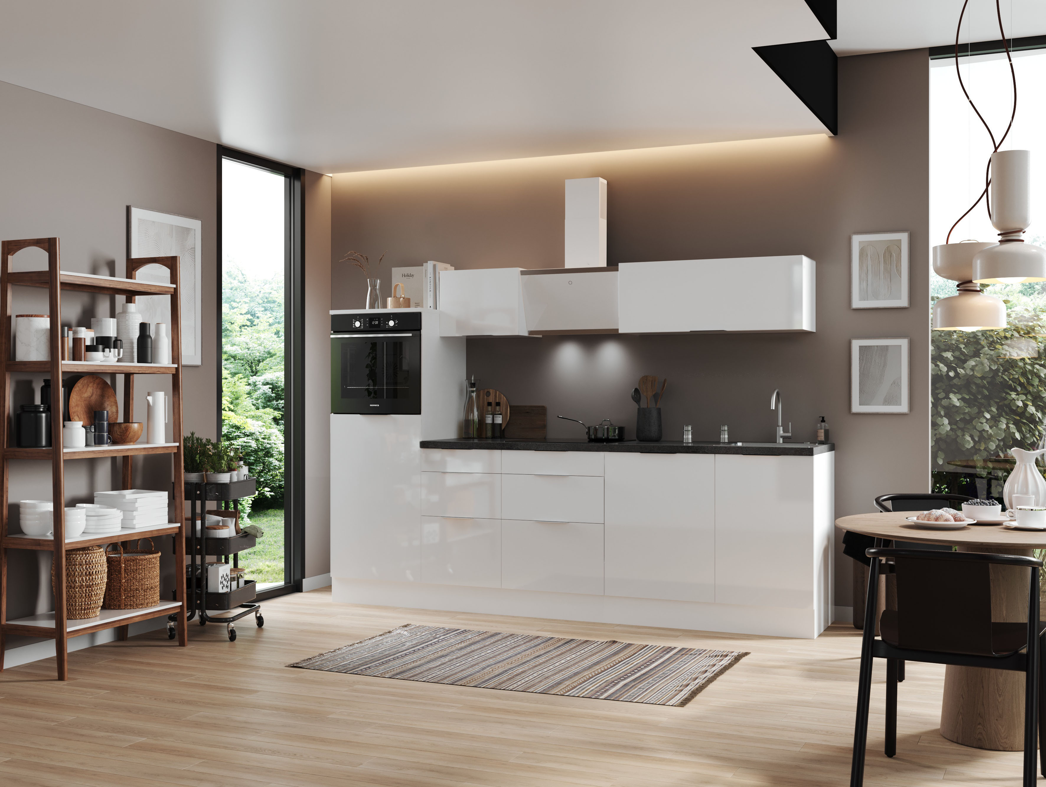 Respekta Selection vormontierte Küche 280 cm incl. Geräte Weiß Küchenzeile