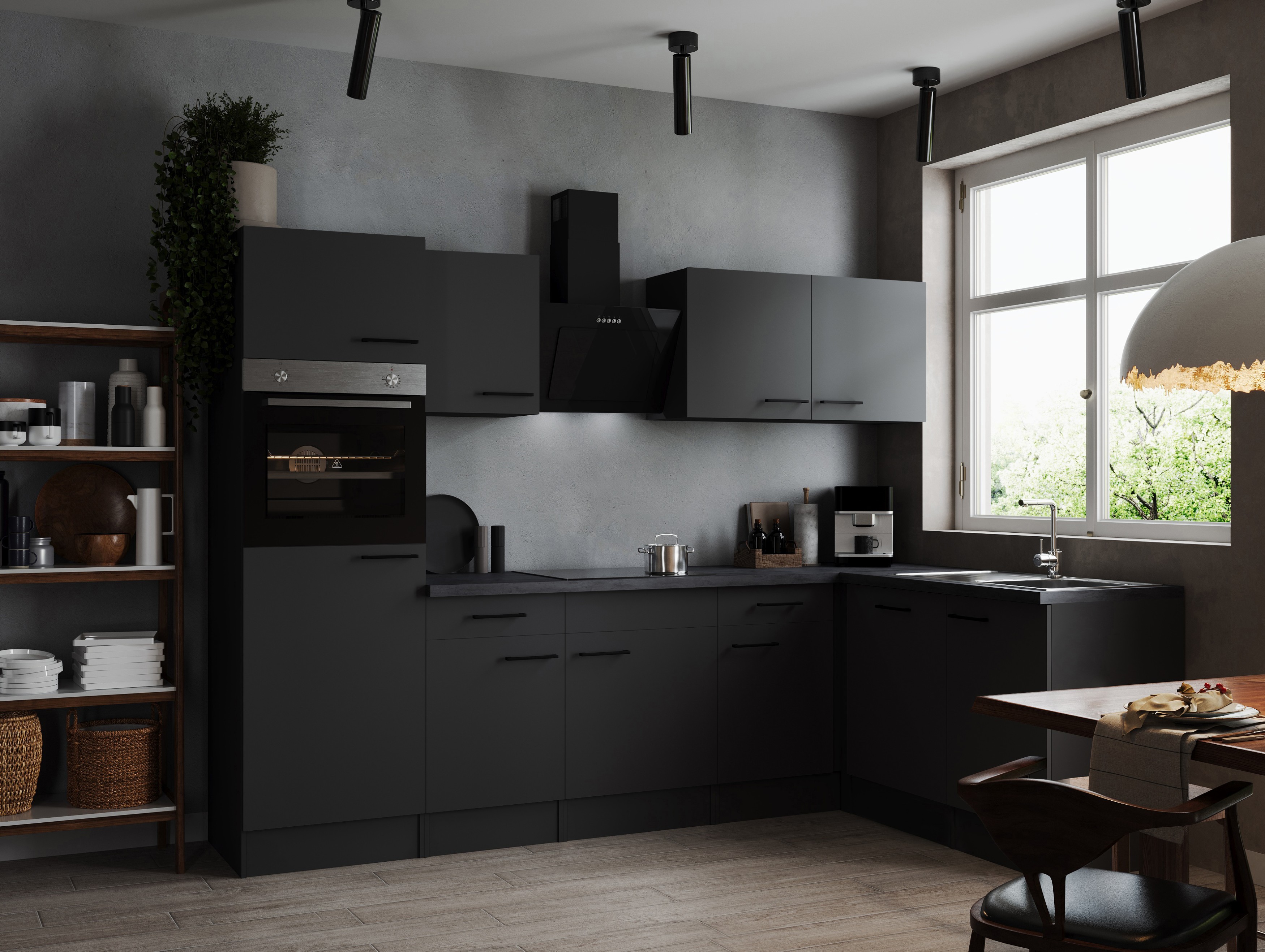 L Küche Küchenzeile Winkelküche Grau Matt Oliver 280 x 172 cm Respekta