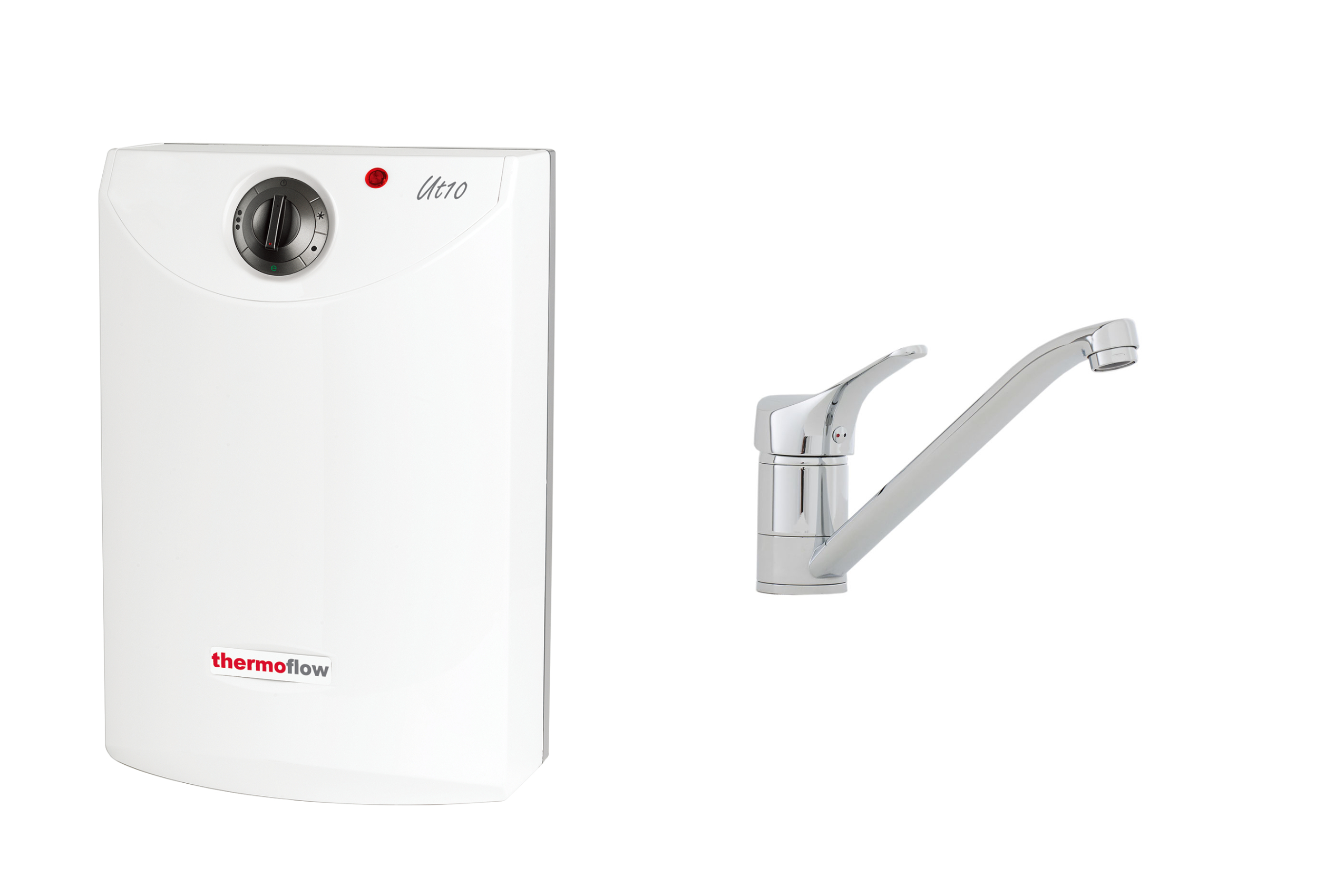 Boiler Warmwasserspeicher 10 L Untertischgerät + Armatur Niederdruk steckerfertig Thermoflow