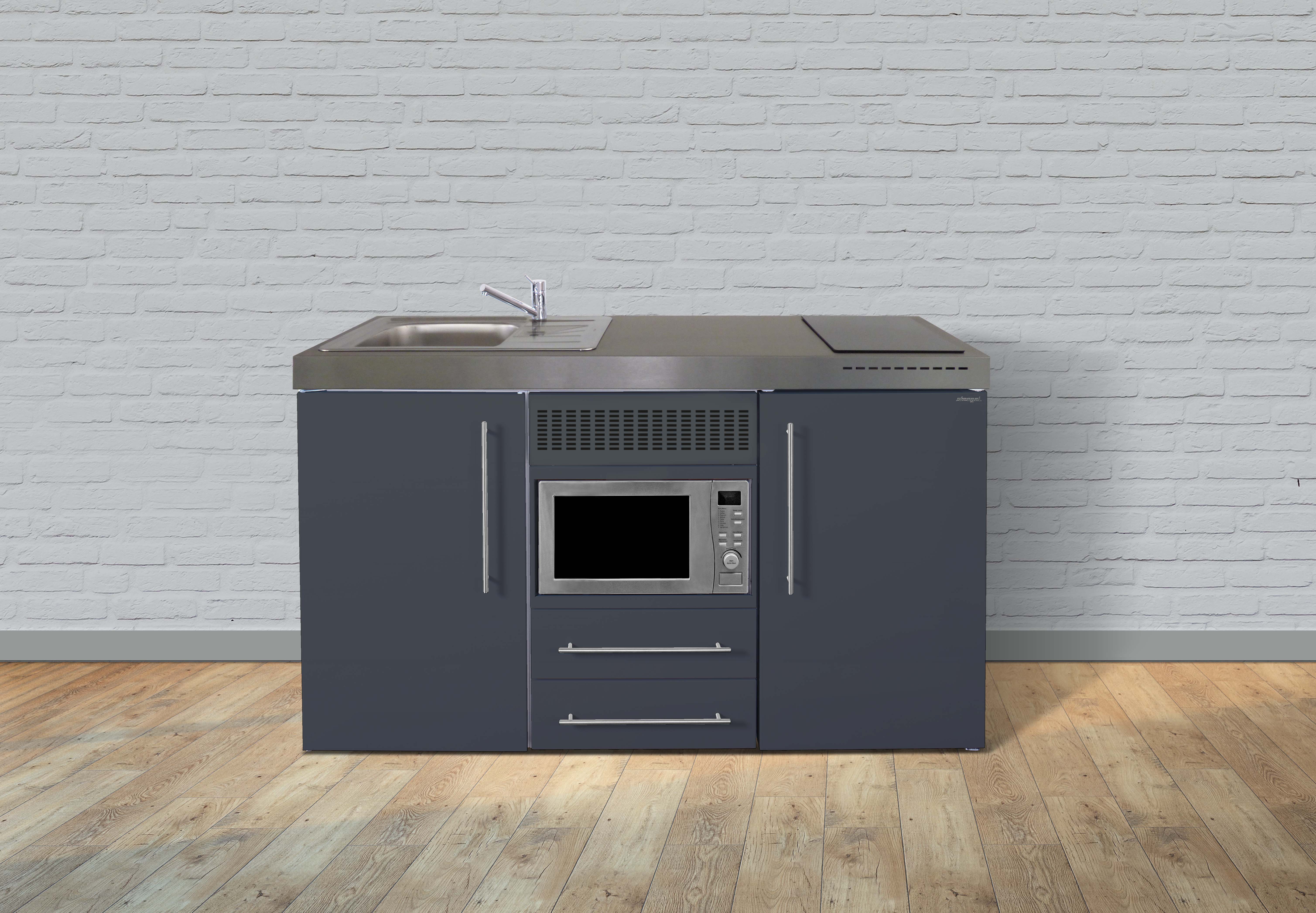 Miniküche Singleküche Küche Küchenzeile Metallküche 150cm grau Metall Stengel