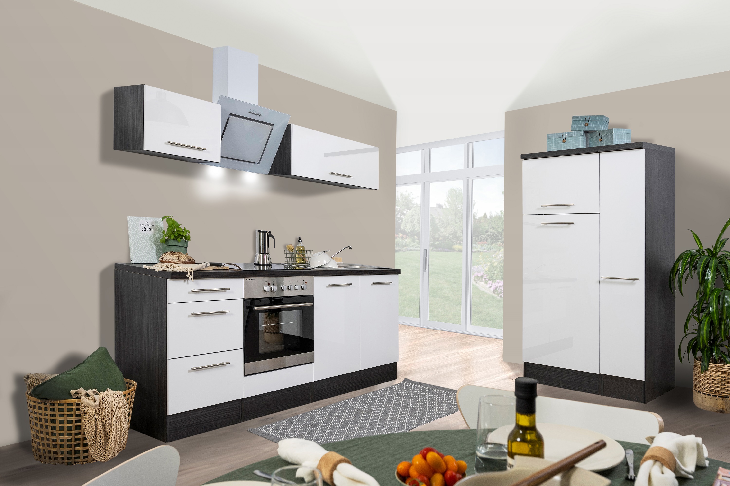 respekta kitchen unit kitchen block fitted kitchen high gloss 300 cm oak white