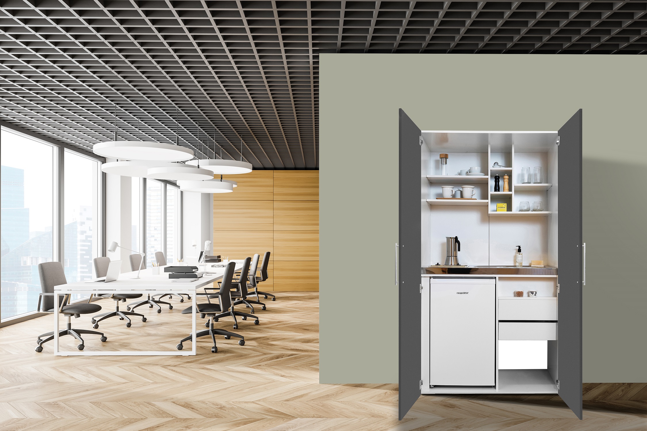 respekta armoire cuisine mini cuisine unité de cuisine bureau bloc cuisine blanc gris